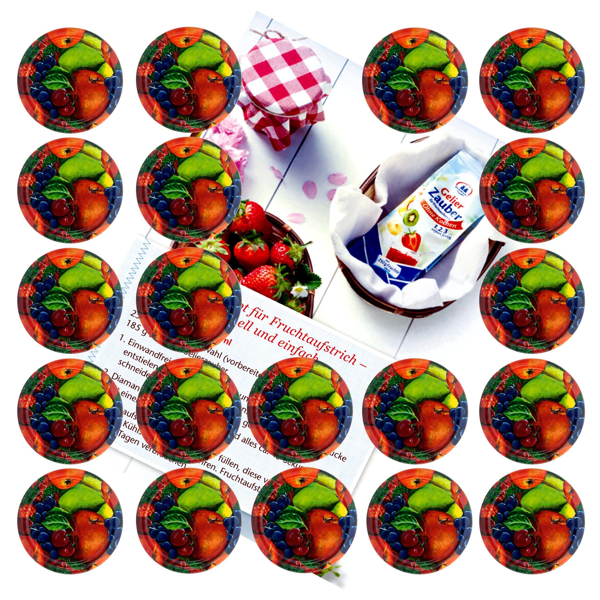 MamboCat Einmachglas 20er Set Deckel To 66 Obst Dekor passend für 125ml Стекло, Metall