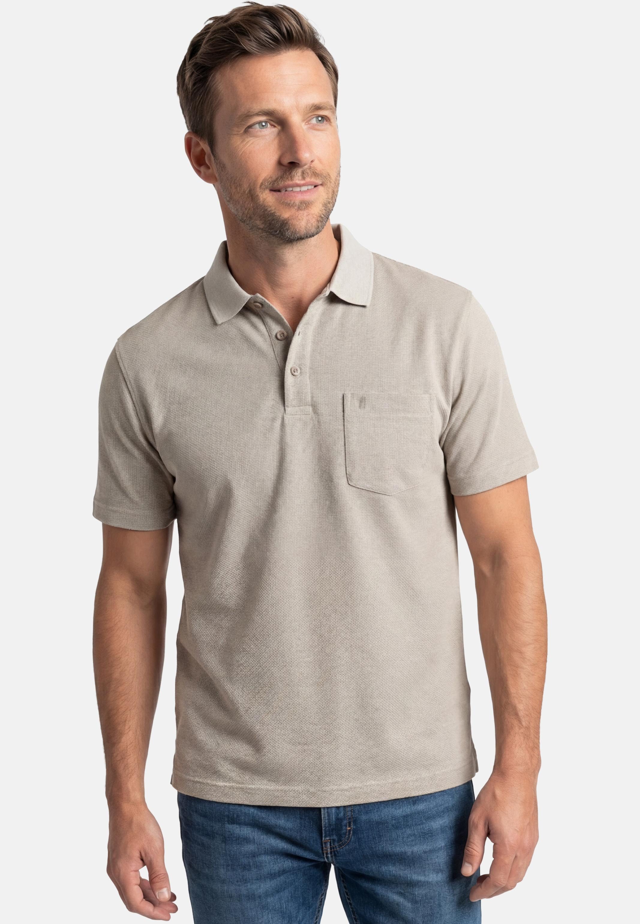 RAGMAN Poloshirt Basic (1-tlg) Poloshirt - Baumwolle - Atmungsaktiv - Dezentes Jacquard-Muster