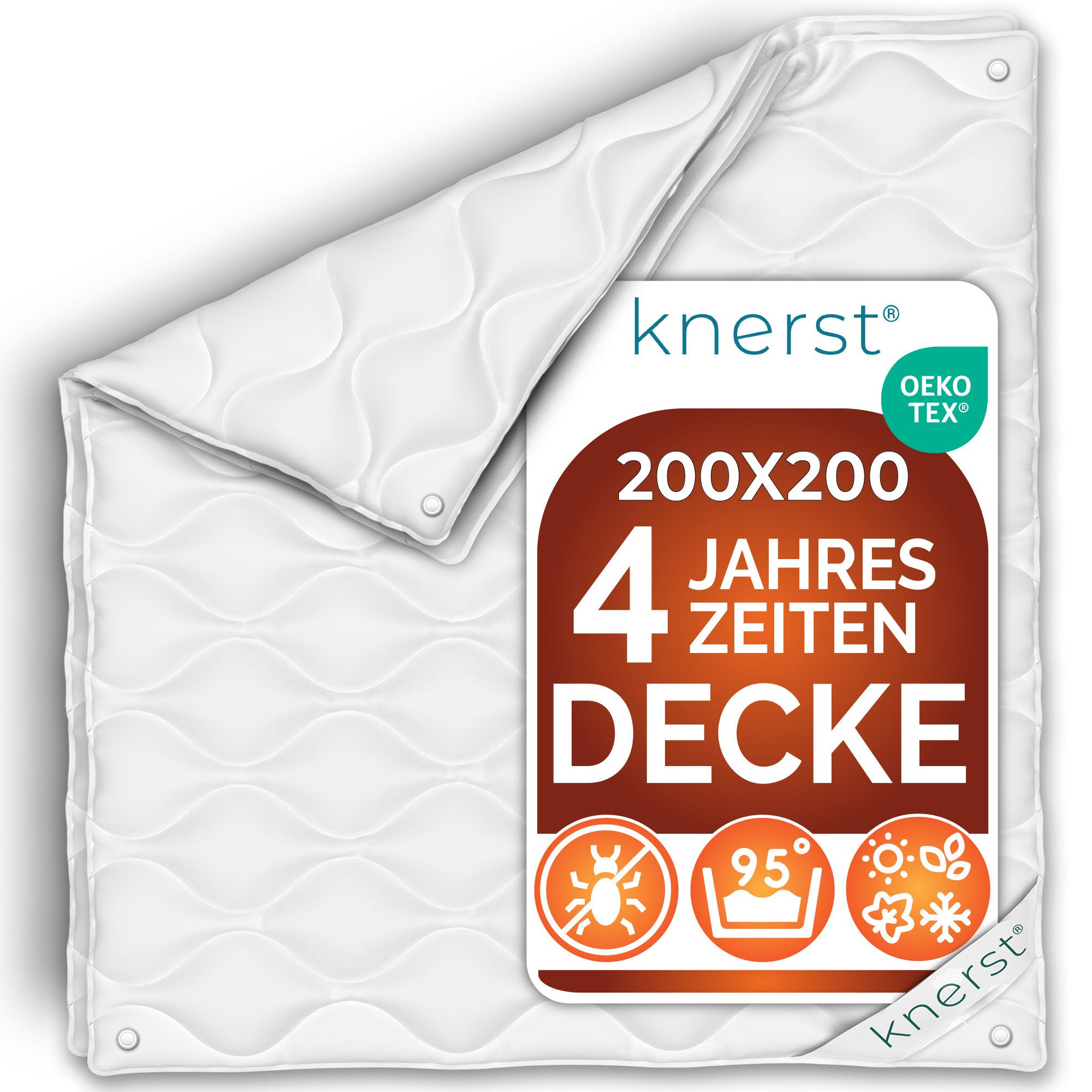 KNERST Microfaserbettdecke Allergiker Bettdecke Atmungsaktiv Klimafaser Steppdecke, Füllung: Klimafaser-Polyesterfüllung, Bezug: Polyester, Ganzjahresdecke 200x200 cm, Klimafaserfüllung, allergikerfreundlich