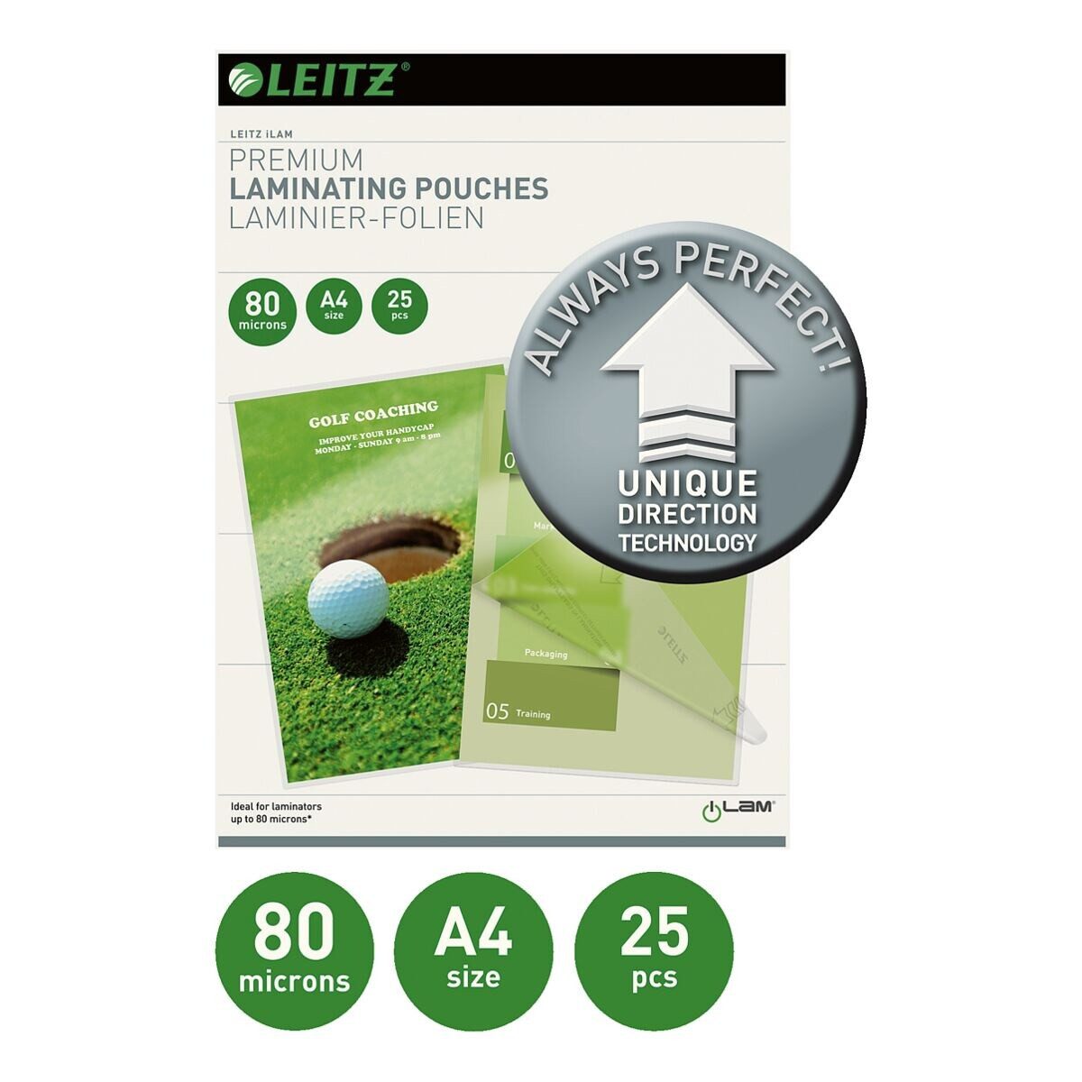 LEITZ Laminierfolie iLAM UDT, A4, 80 µm, 25 St., A4, 80 mic, glänzend