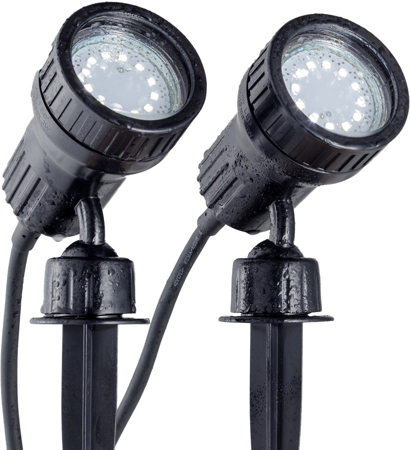 LED SET LED B.K.Licht Spießstrahler, Erdspieß, Leuchtmittel Gartenleuchte Warmweiß, Nima, Außenstrahler, 2er wechselbar, Gartenstrahler,