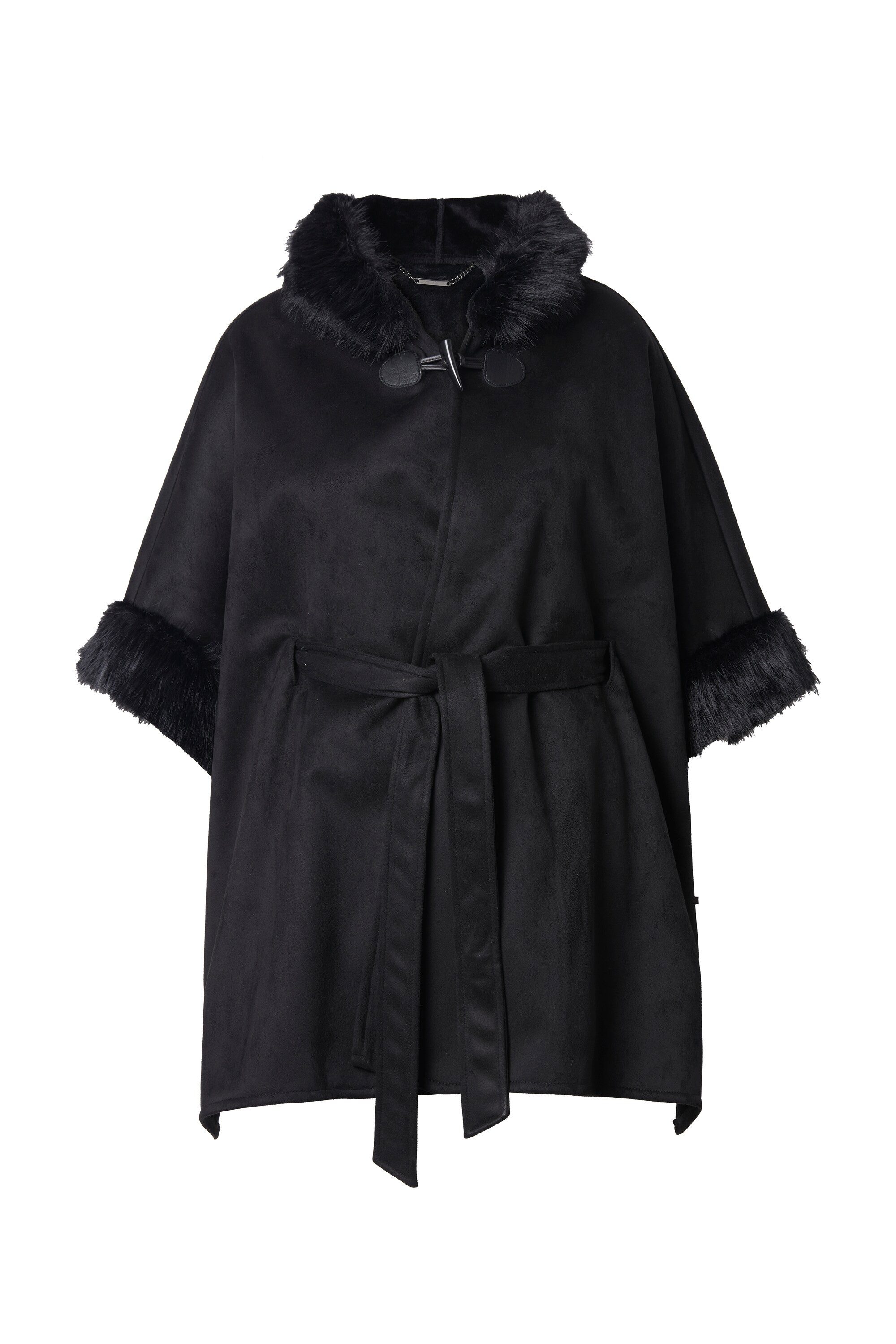 MIAMODA Outdoorjacke Ponchojacke oversized FakeFur-Details