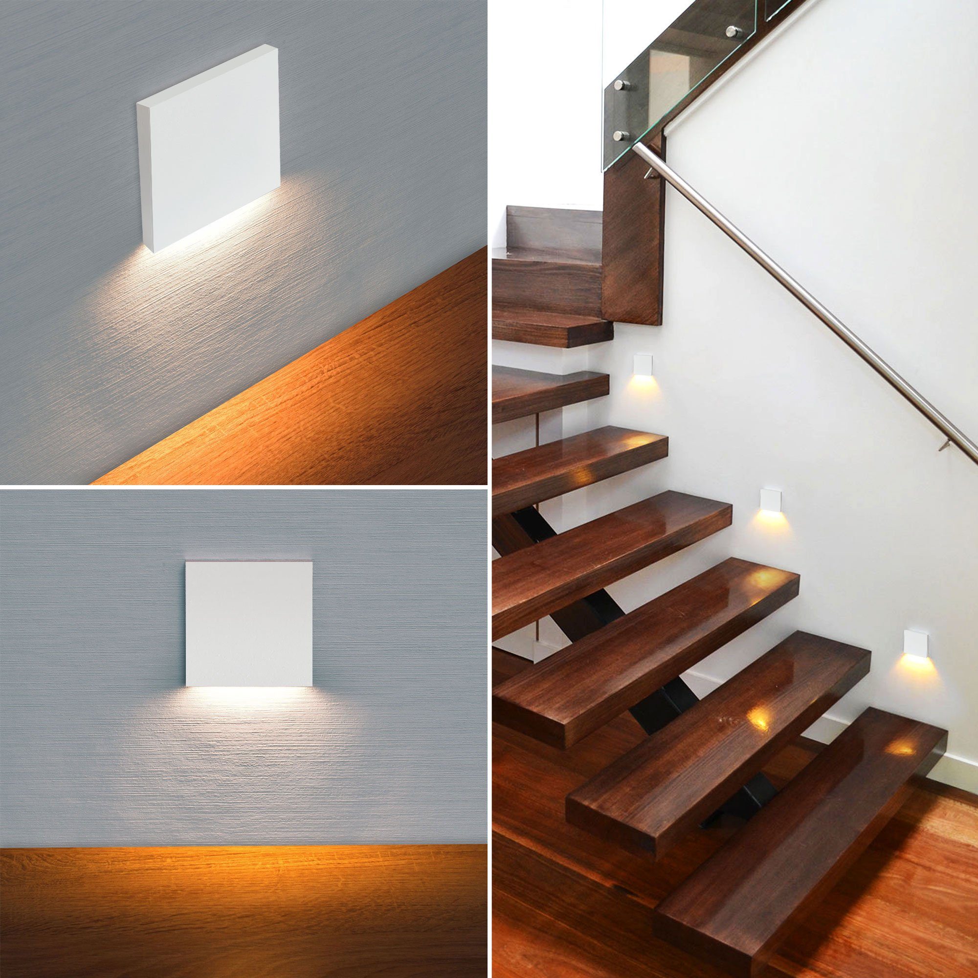 Maxkomfort LED Wandstrahler 6190S, LED fest integriert, 3000K, Warmweiß, Treppenbeleuchtung