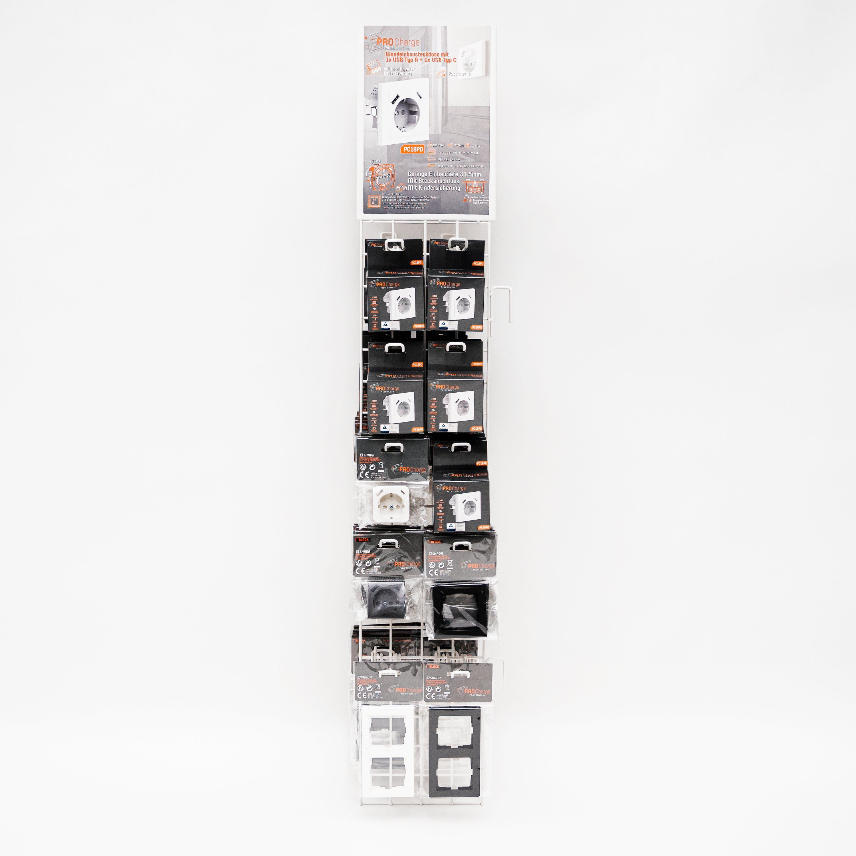 PRO Charge Steckdose 2900145 Abdeckrahmen, 1-fach für USB-Steckdose schwarz matt