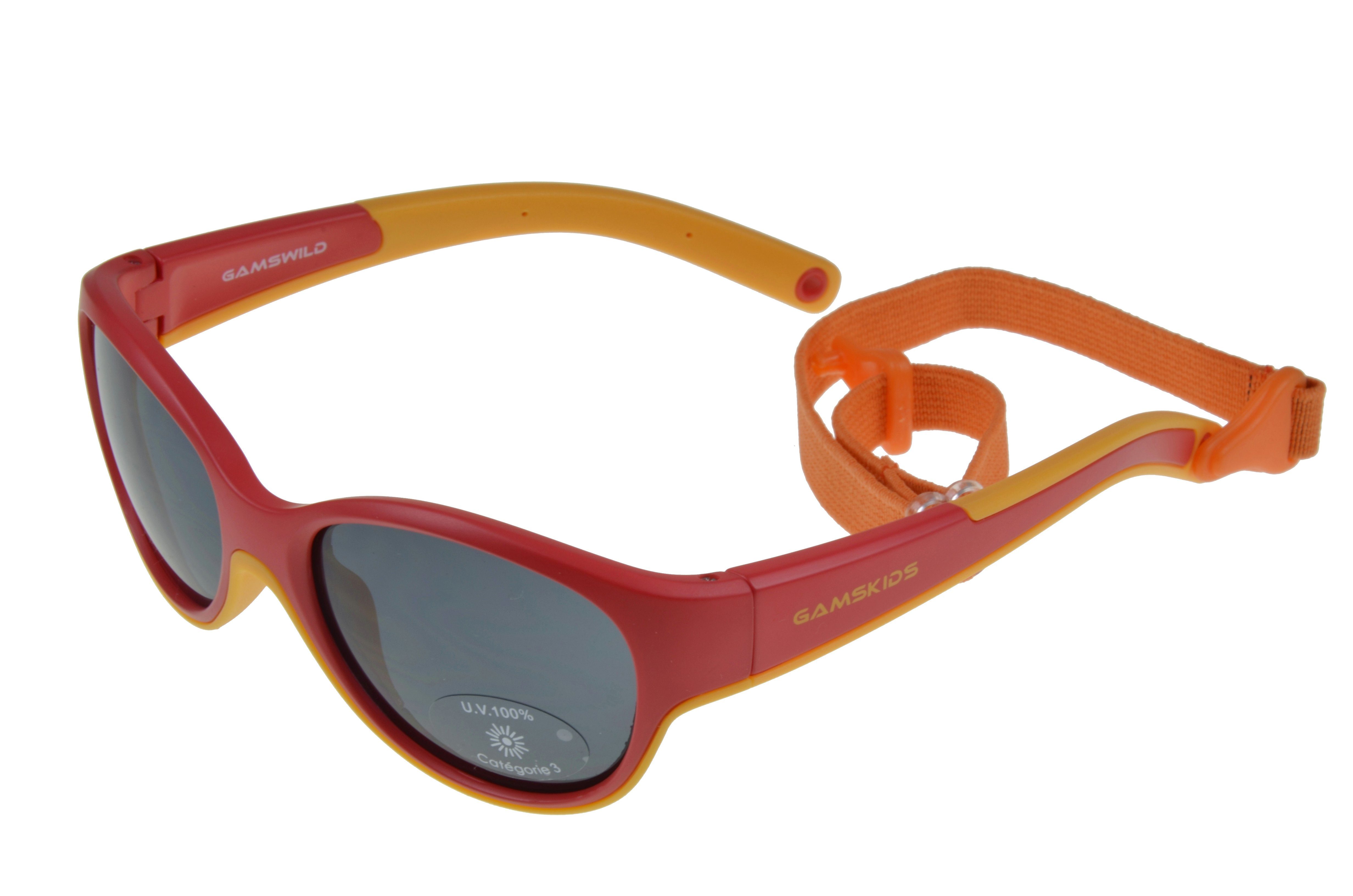 Gamswild Sonnenbrille UV400 GAMSKIDS Kinderbrille 2-5 Jahre Kleinkindbrill mit Brillenband Mädchen Jungen kids Unisex Modell WK7421 in mintgrün, pink, rot-orange