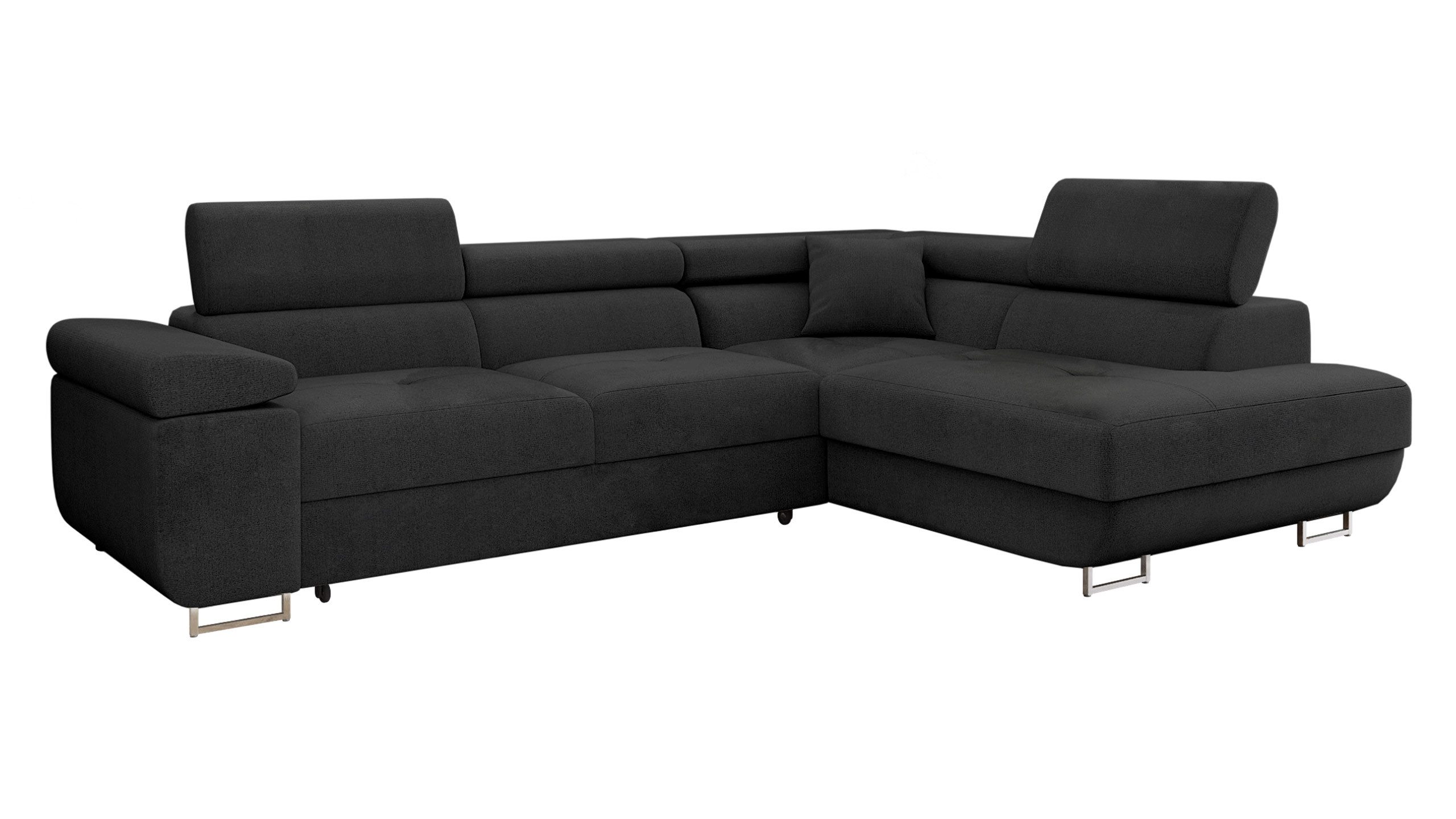 MIRJAN24 Ecksofa Torezio, mit Bettkasten und Schlaffunktion, Einstellbare Kopfstützen, 274x203x70-90 cm