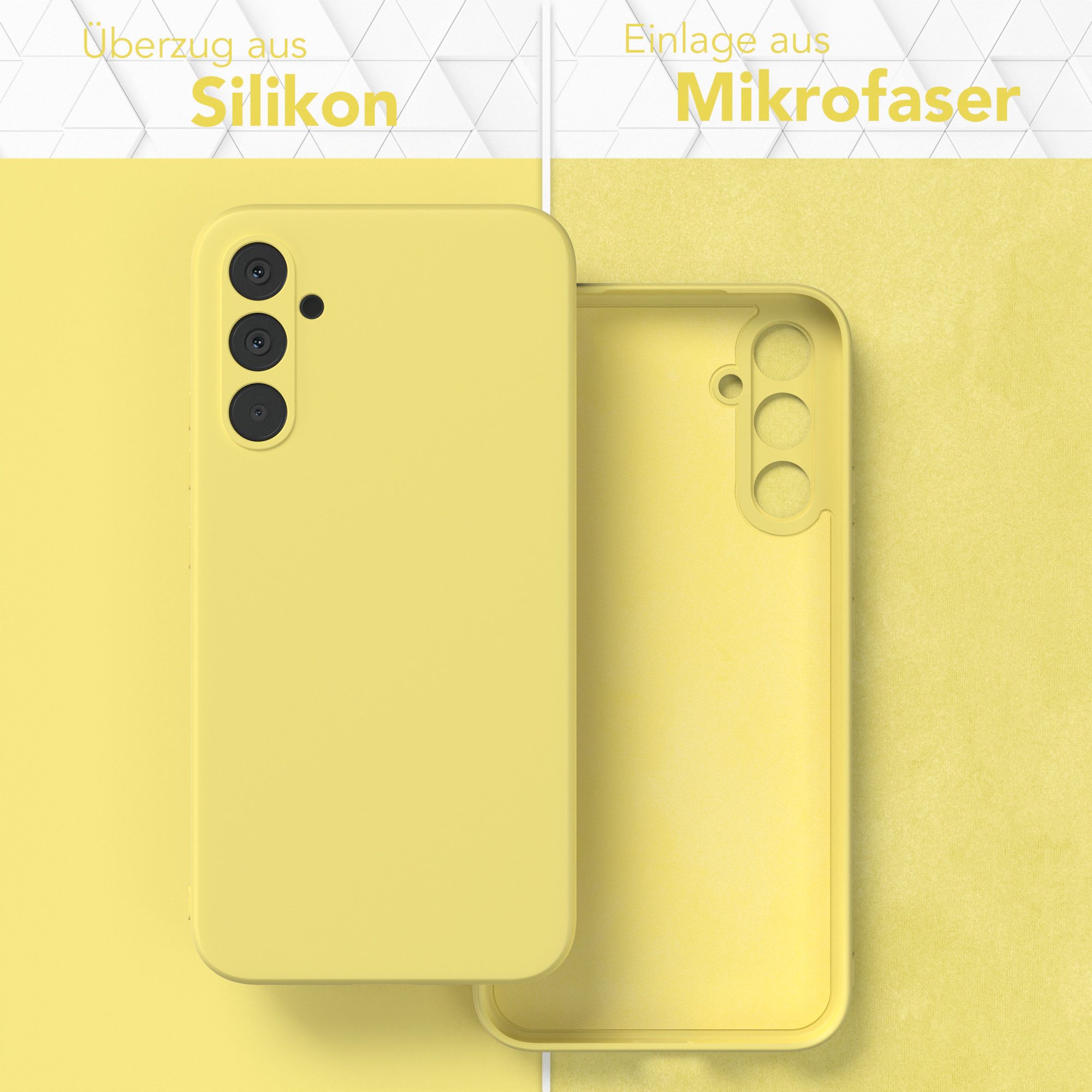 EAZY CASE Handyhülle für Samsung Galaxy A34 Hülle Silikon 6,6 Zoll, Handy Softcase stoßfest Hülle mit Kameraschutz Bumper Tpuhülle Gelb