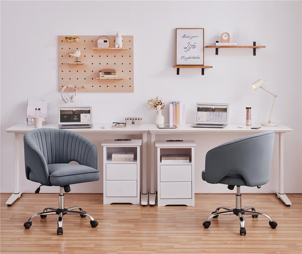 Schreibtischstuhl Drehstuhl, Samtbezug, Yaheetech mit Bürostuhl Polsterstuhl