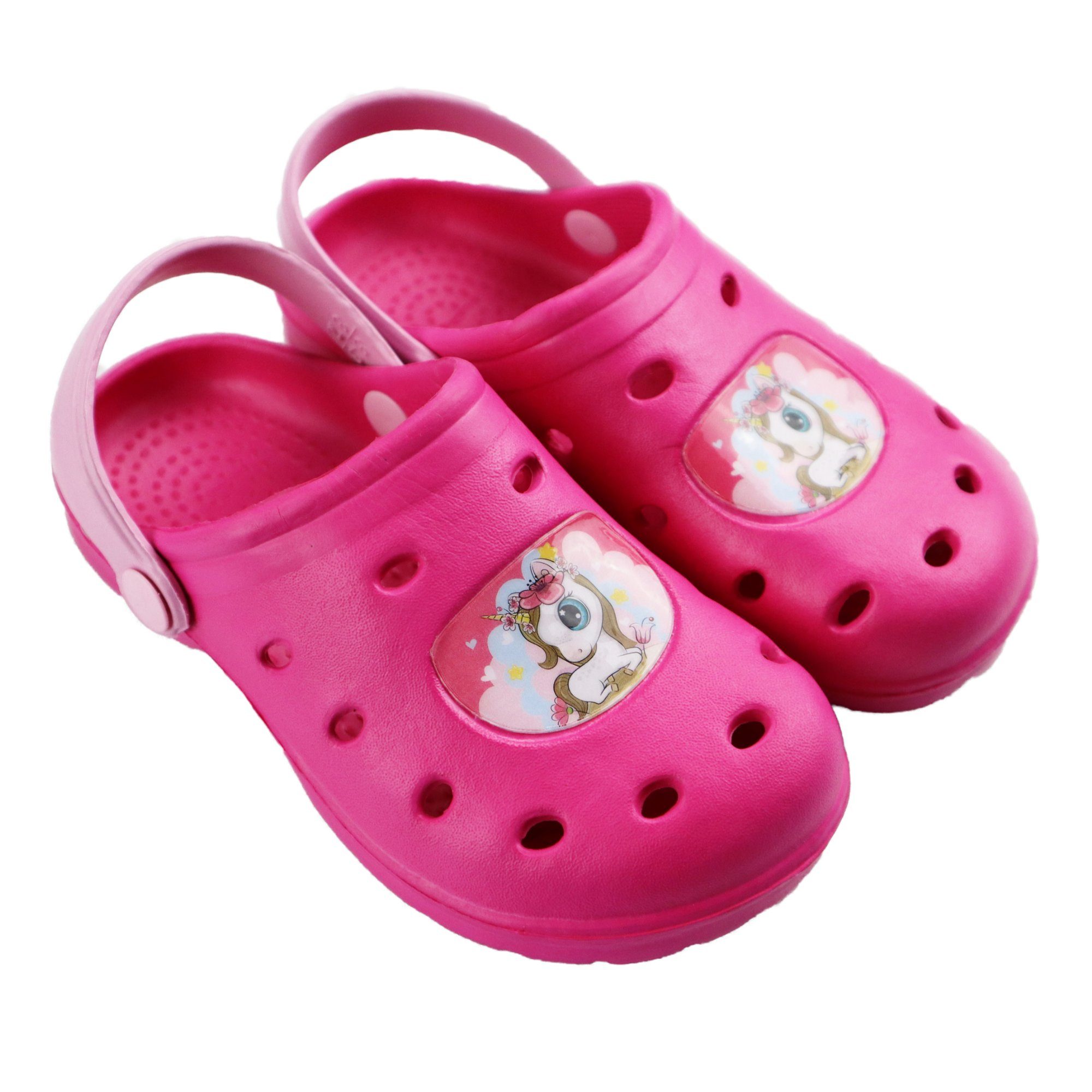 WS-Trend 22 Kinder Clog Einhorn Unicorn Sandalen Süßes 32 Gr. bis Badeschuhe Pink