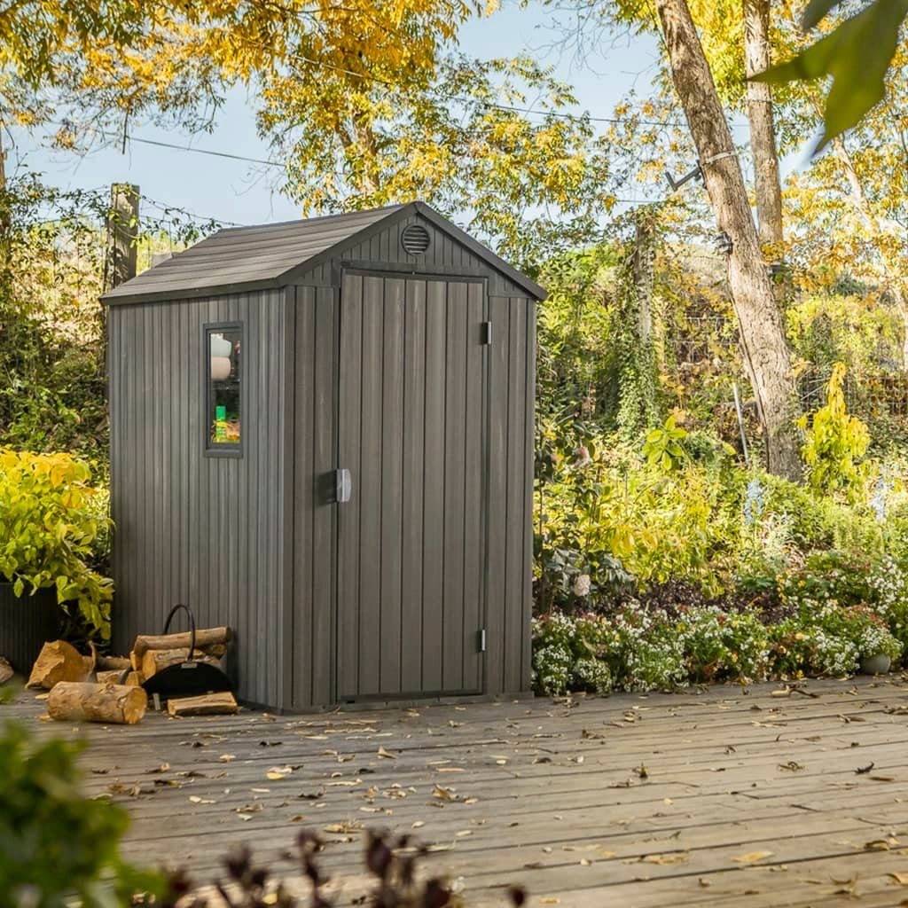 Keter Gartenhaus Gerätehaus Darwin 46 Grau Holz-Optik