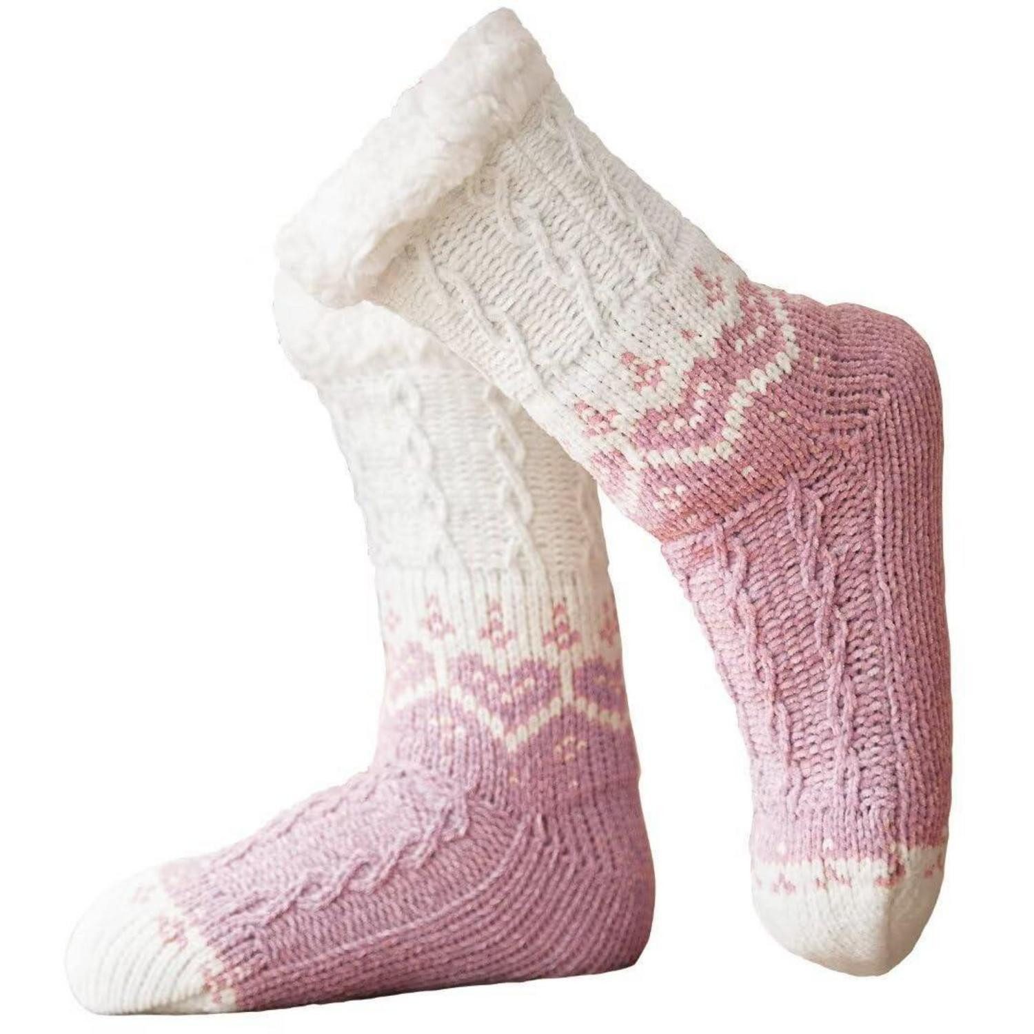 LuxusKollektion Kuschelsocken Hausschuh Socken Damen Flauschig Rosa Einheitsgroesse