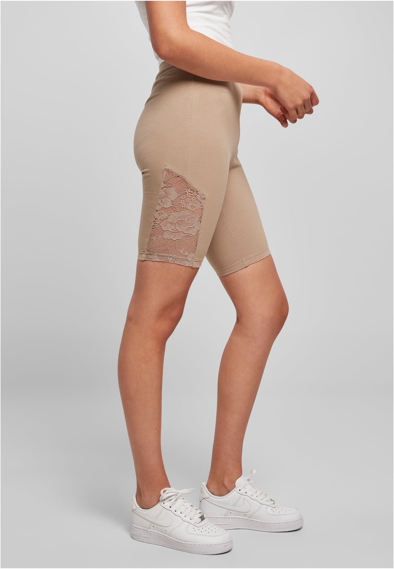 Lace CLASSICS Ladies High Cycle Waist softtaupe Shorts (1-tlg) Inset URBAN Damen Stoffhose