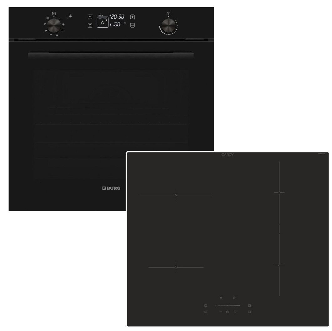 VESTEL Backofen-Set 78L Pyrolyse Backofen visioTouch+ Induktionsfeld Candy Booster Slider, Pyrolyse-Selbstreinigung