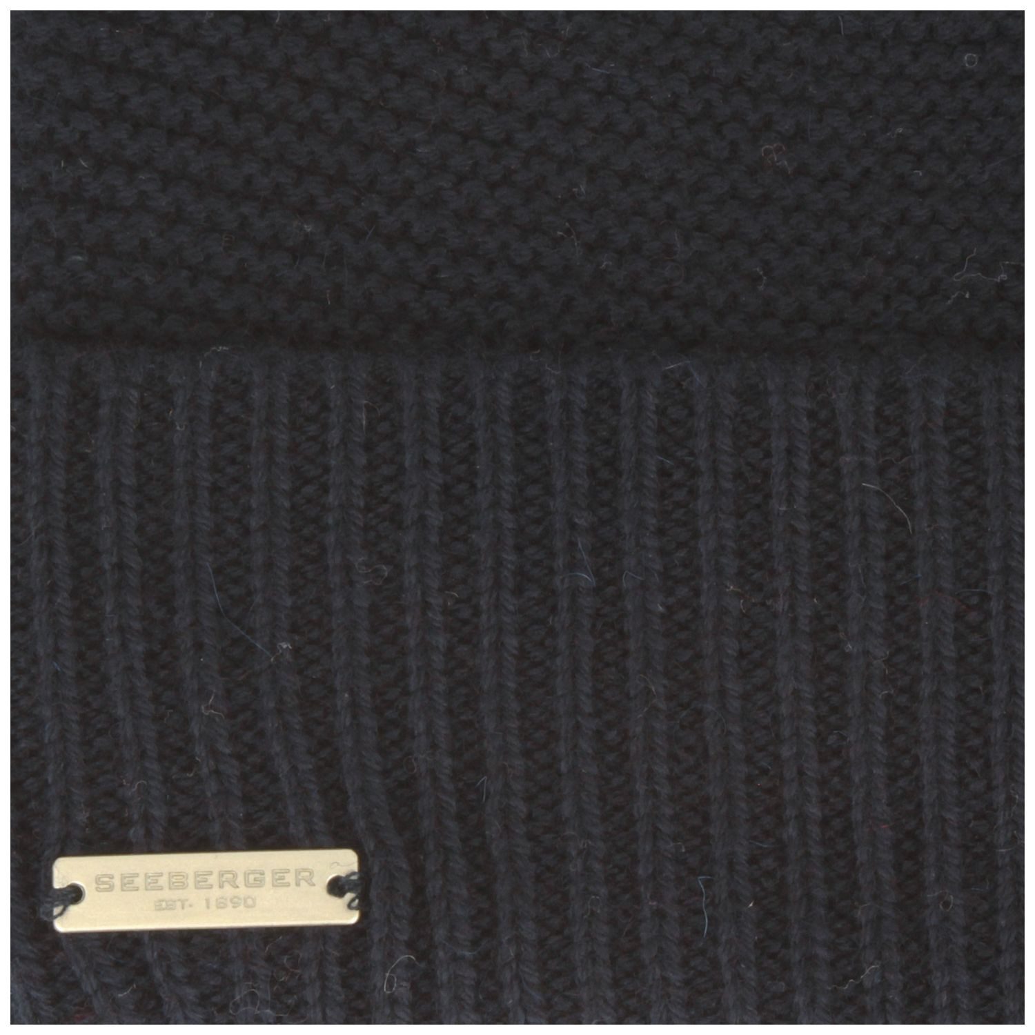 Seeberger Strickmütze Beanie mit Rippstrick-Umschlag