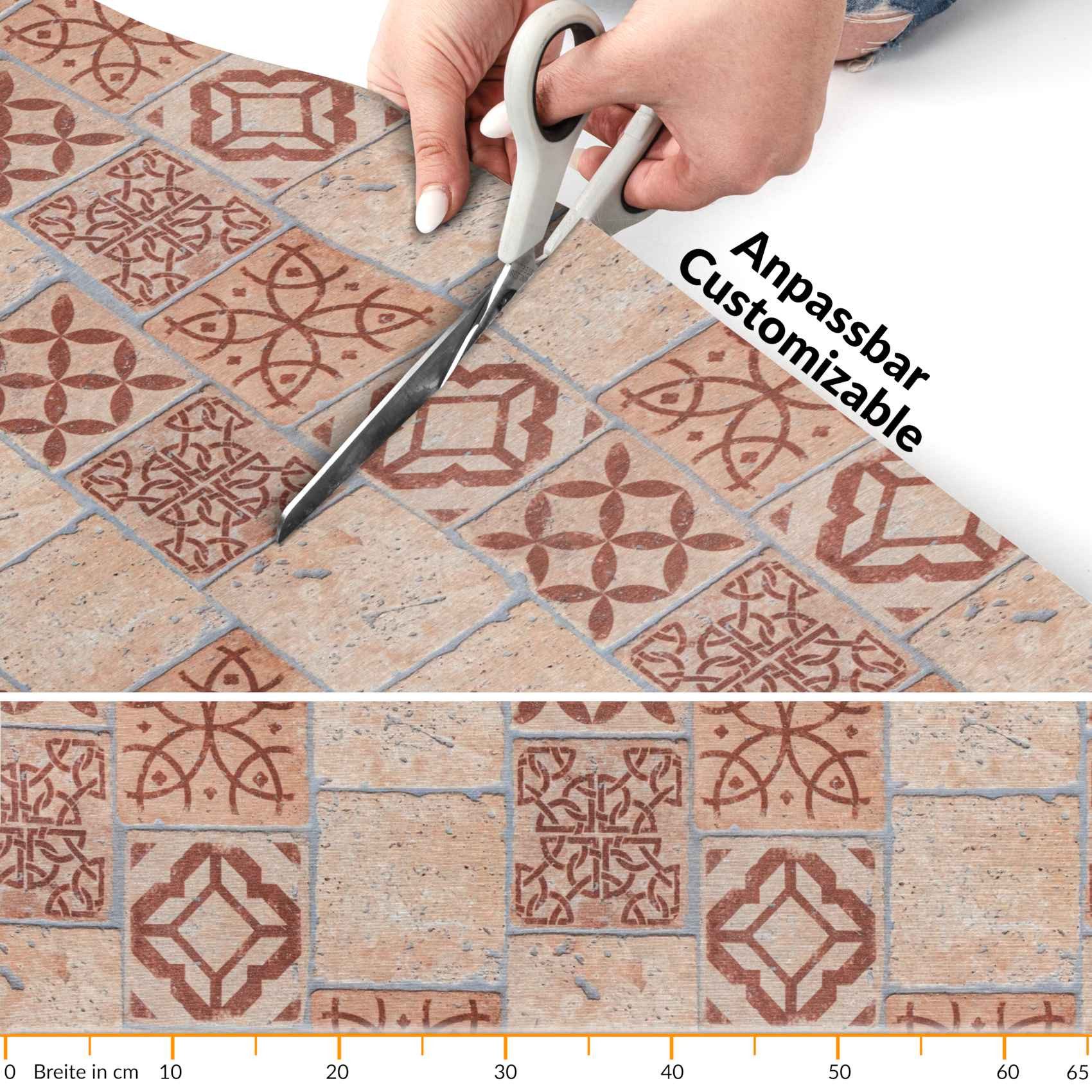 ANRO Küchenläufer RANNA Hochwertig Küchenteppich Teppich Textil, Eckig, Bodenläufer 100x65cm Fliesen Mosaik Braun pflegeleicht – Bild 5 von 5