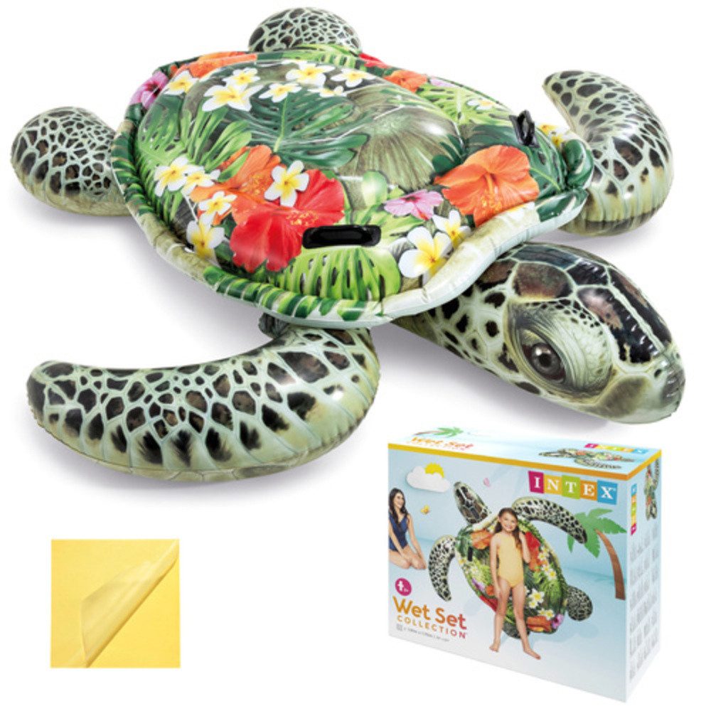 Intex Luftmatratze Aufblasbare Wassermatratze Schildkröte, (Spar-Set, 1-St., 191 x 170 cm), viel Platz zum bequemen Liegen, Sitzen und Relaxen