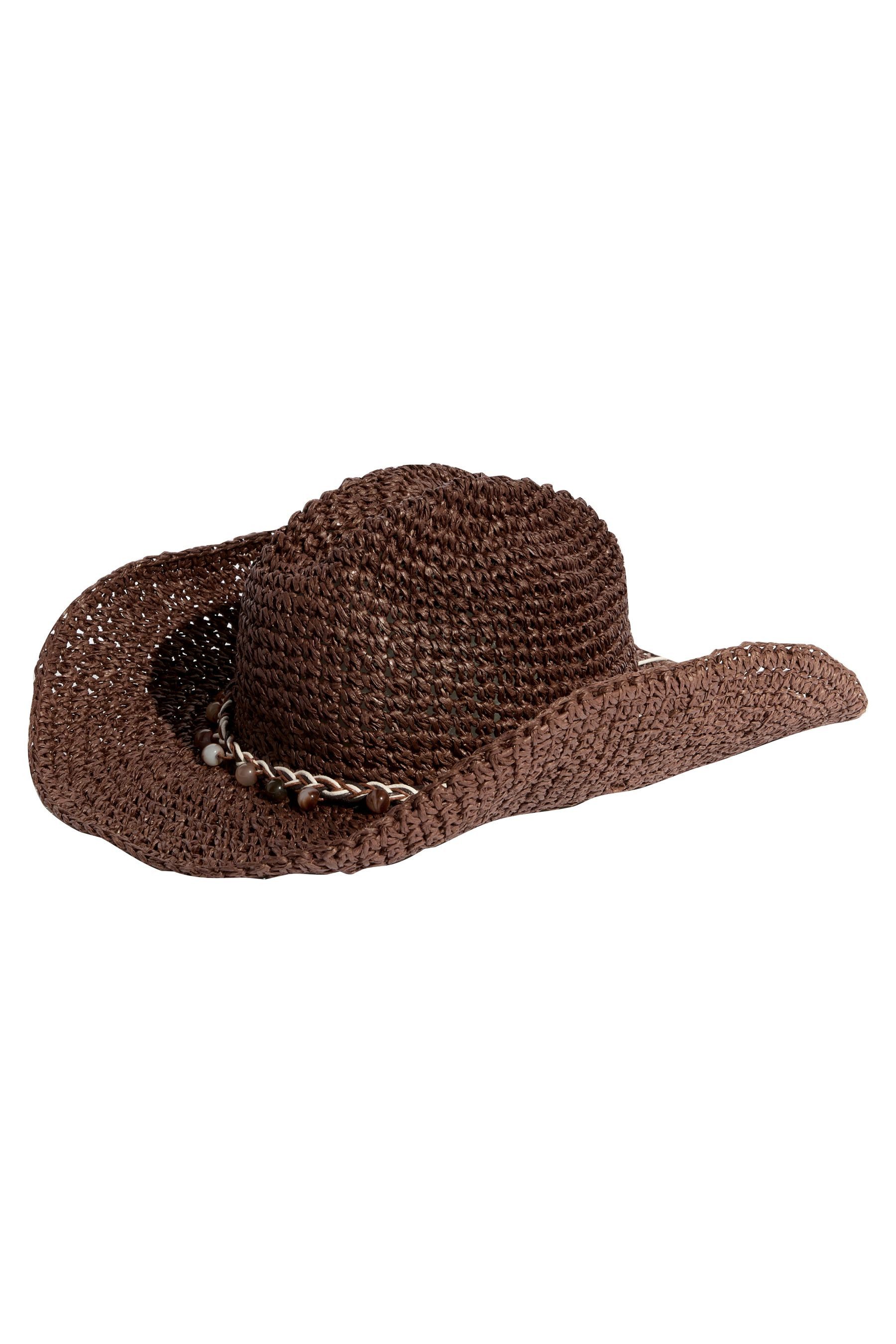 LIPSY Cowboyhut Lipsy Cowboyhut mit Raffiabesatz (1-St)