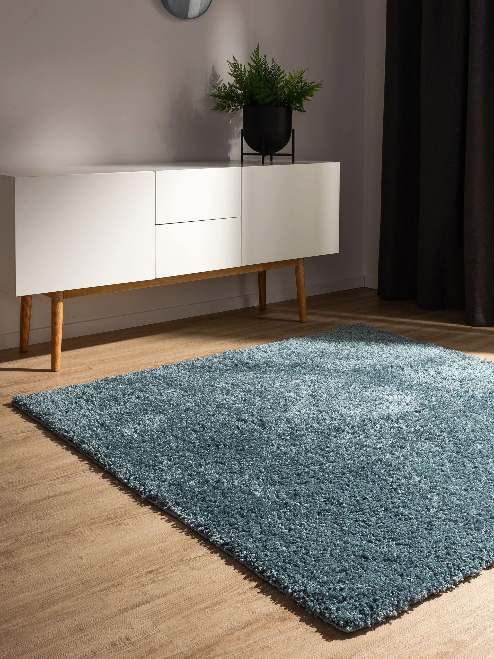 benuta Hochflor-Teppich Soho, quadratisch, Höhe: 31 mm, Teppich Wohnzimmer, Schlafzimmer, Esszimmer, Rutschfest, Waschbar