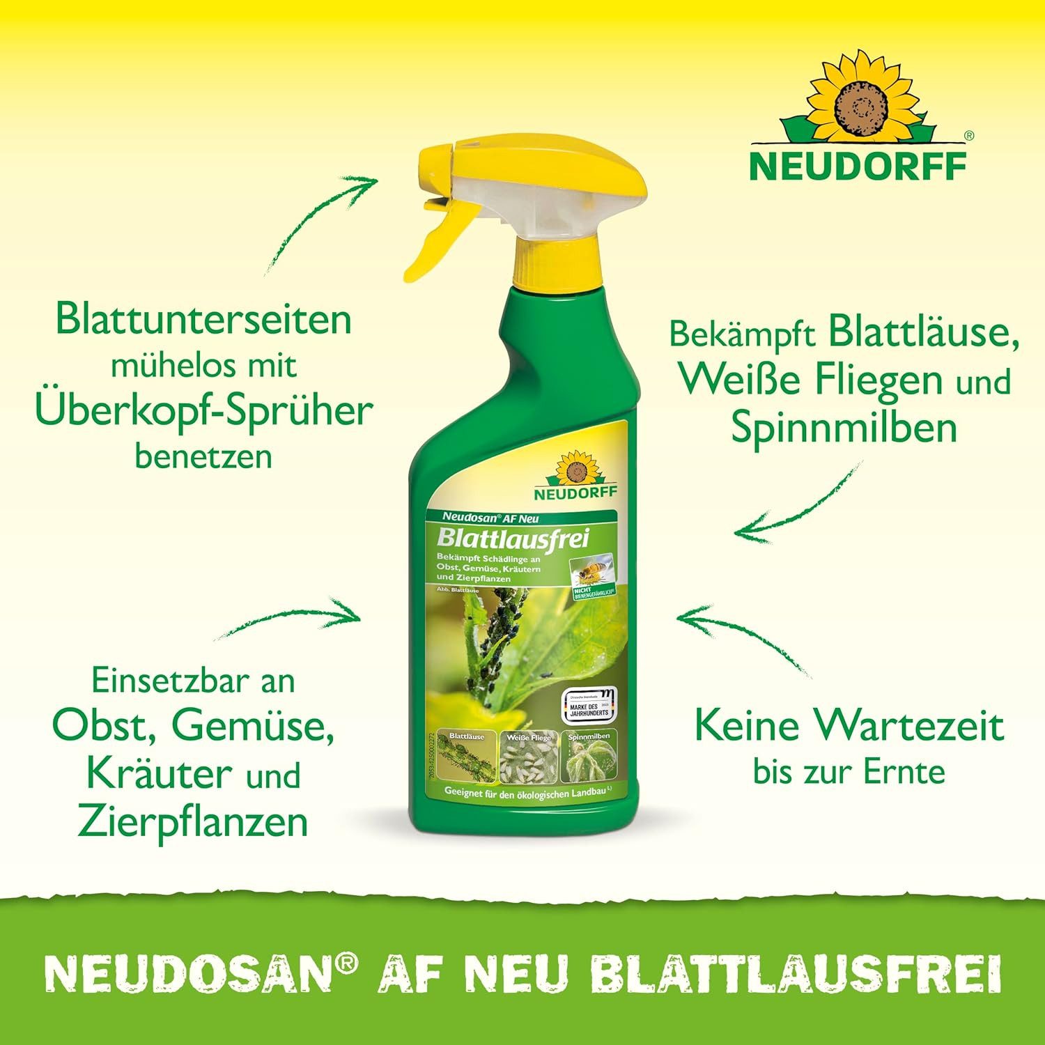 Neudorff Insektenspray Neudosan AF Neu Blattlausfrei 500 ml, 500 ml, Anwendungsfertiges Spray zur effektiven Bekämpfung