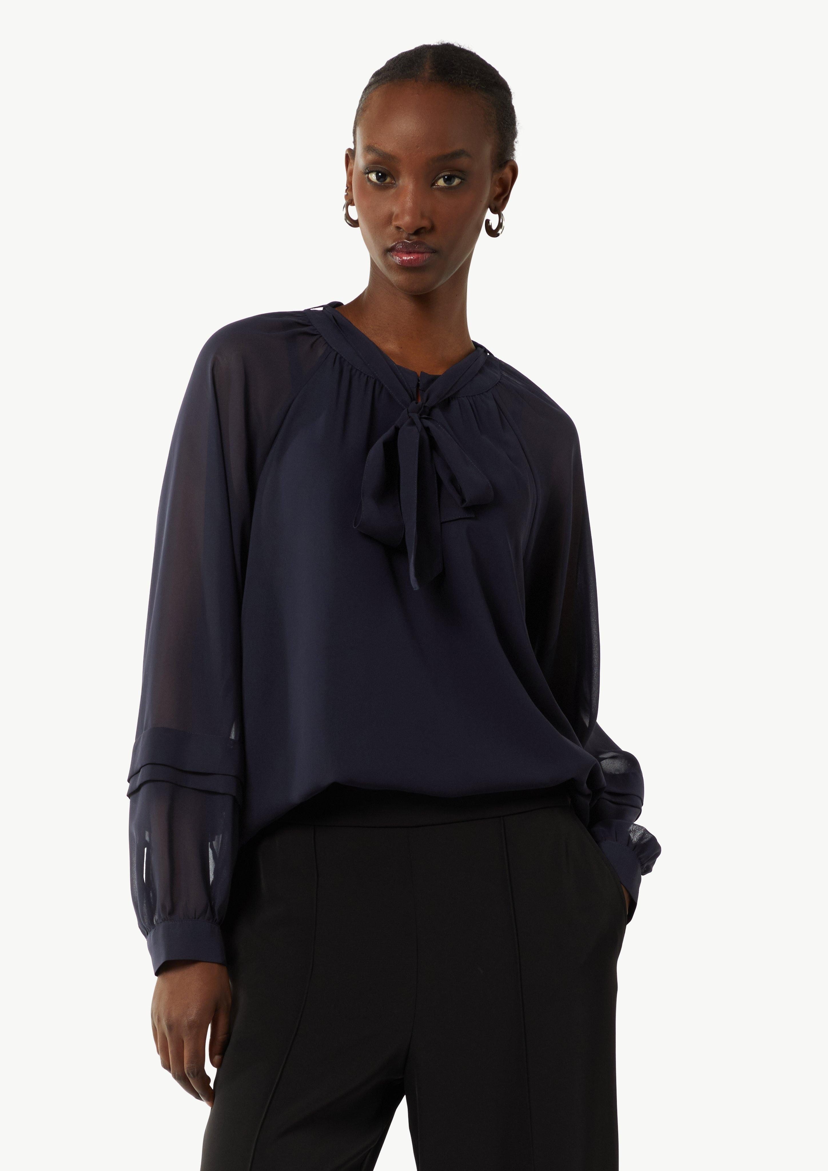 Langarmbluse Chiffonbluse mit abnehmbarer Schluppe