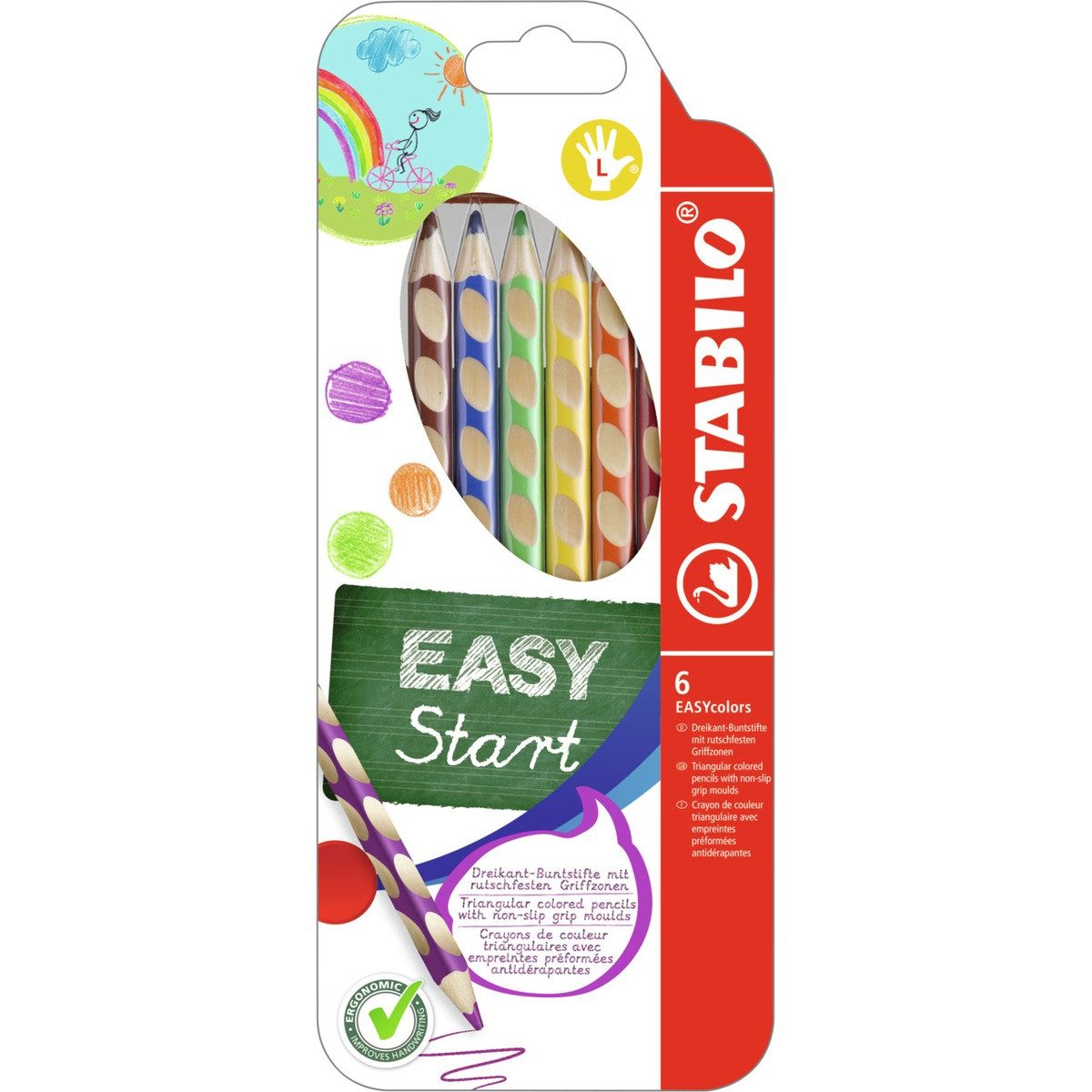 STABILO Buntstift STABILO Buntstifte EASYcolors LH 17,5cm 6 Stück Kartonetui