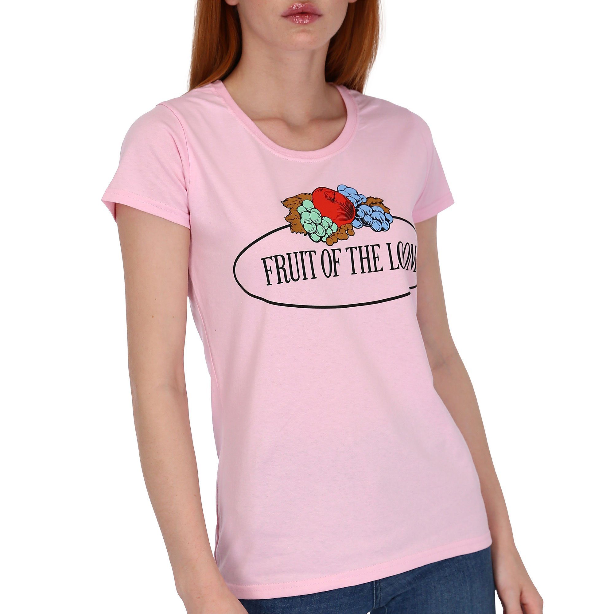 Fruit of the Loom Rundhalsshirt Fruit of the Loom Fruit of the Loom Damen T-Shirt mit Logo rose