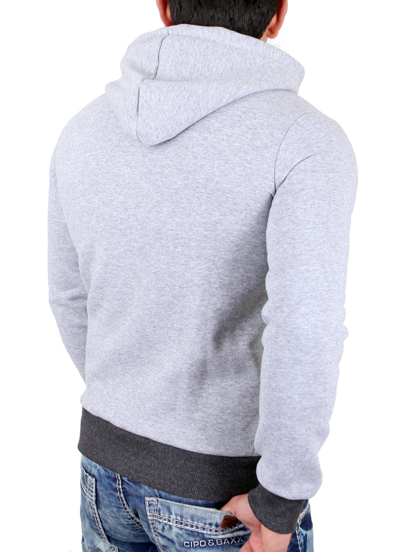 RS-1102 grau-anthrazit Reslad Sweatshirt Sweatshirt Pullover Kapuzen Herren Hoodie (1-tlg) Hoodie Kapuzenpullover Reslad Kontrast Two-Tone