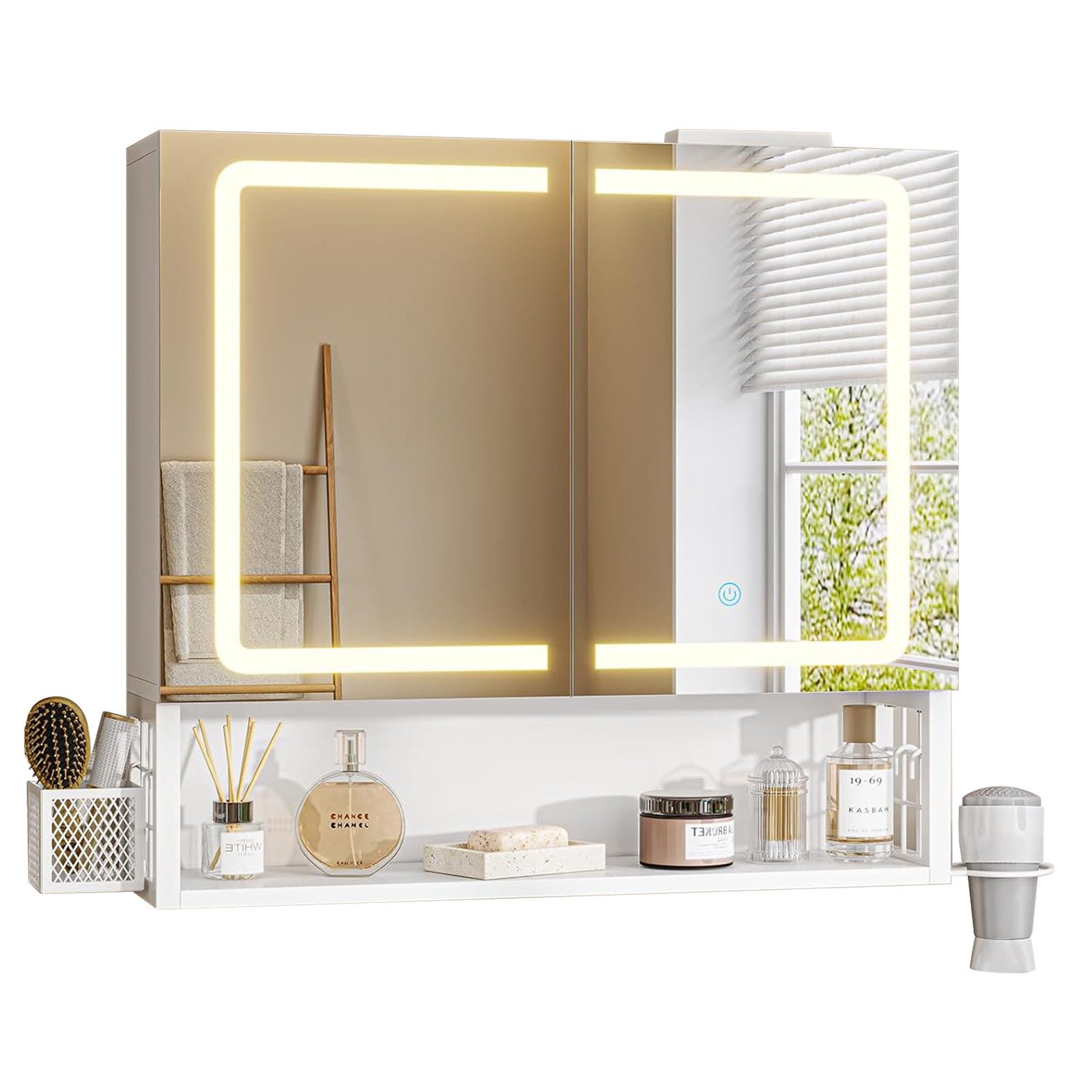 MSMASK Spiegelschrank mit LED-Beleuchtung und Steckdose, Badezimmerschrank günstig online kaufen