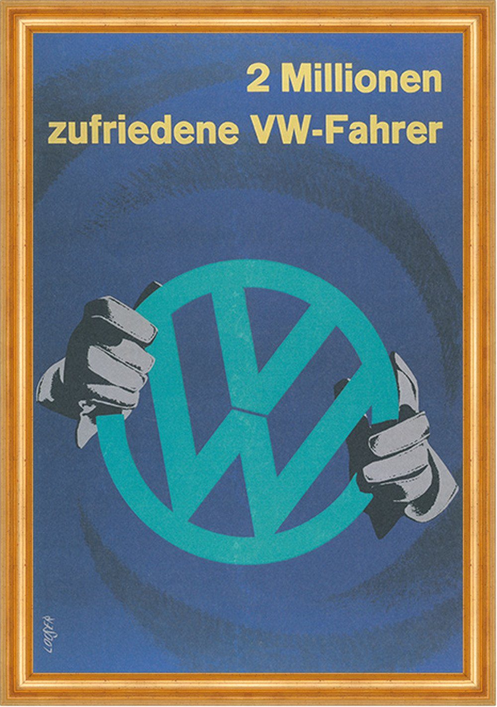 Kunstdruck VW Autohersteller Fahrer Looser 1958 Werbung 346 Gerahmt