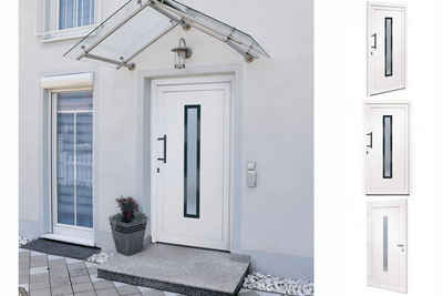 vidaXL Haustür Haustür Weiß 108x208 cm PVC Hauseingangstür Glas-Element Linkshändig