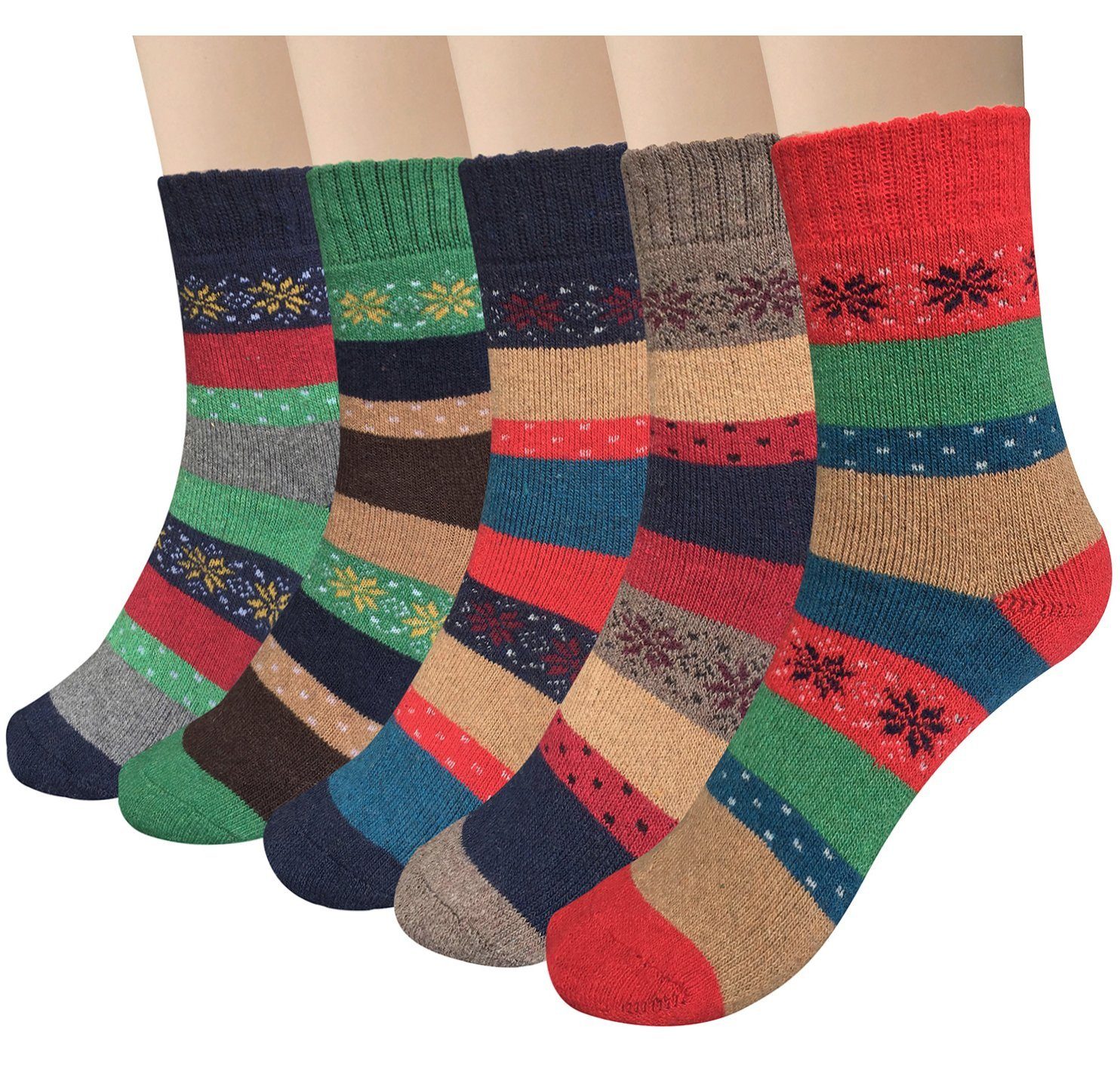 BEARSU Langsocken »5 Paar Winter Wolle Damen Socken, Bunte Gemusterte  Stricksocken« online kaufen | OTTO