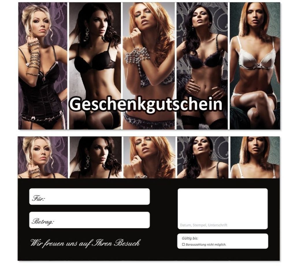 Geschenkkarte Geschenkgutscheine Dessous Unterwäsche Romantik
