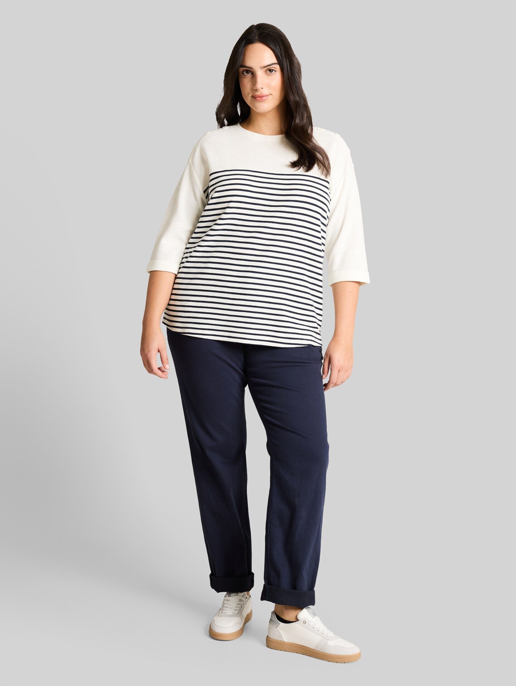 TOM TAILOR PLUS 3/4-Arm-Shirt T-Shirt Plus Size - Langarmshirt mit Streifenmuster – Bild 5 von 5
