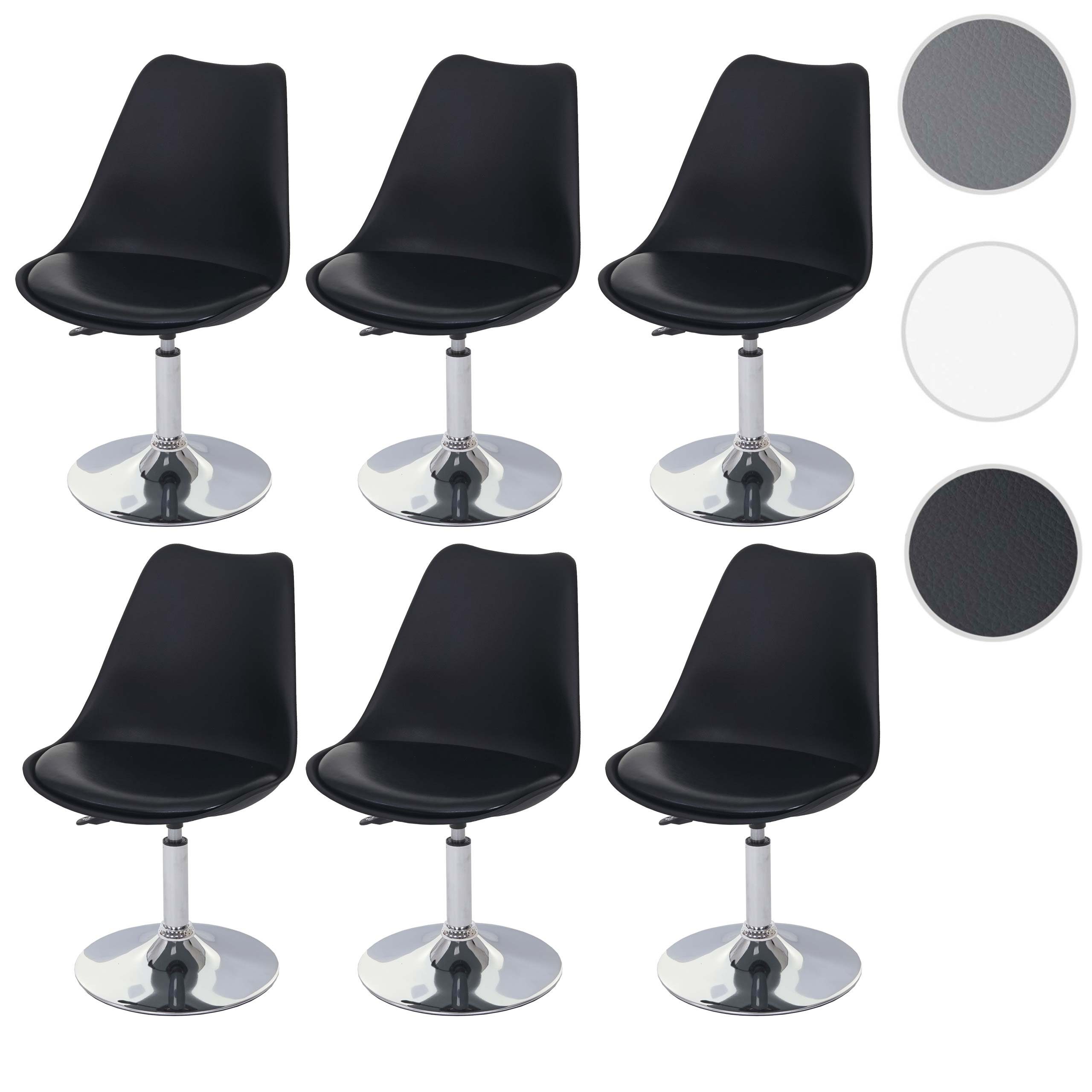 höhenverstellbar Korpus Esszimmerstuhl | 6er-Set, Vaasa 360°, MCW schwarz um (Set, 6 schwarz T501-6-h drehbar frei aus St), Kunststoff,