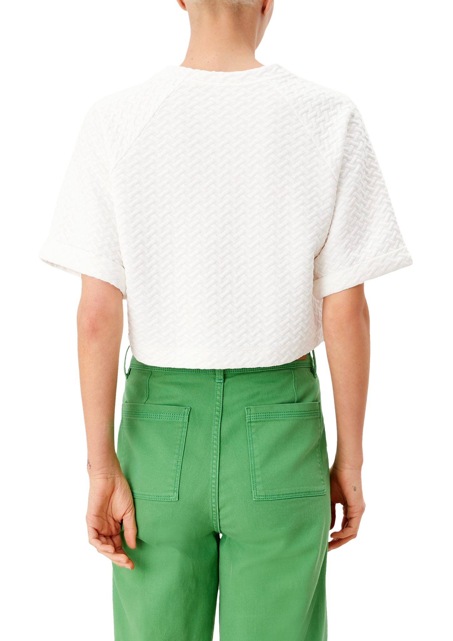 Kurzarmshirt s.Oliver Shirt off-white Cropped-Style im