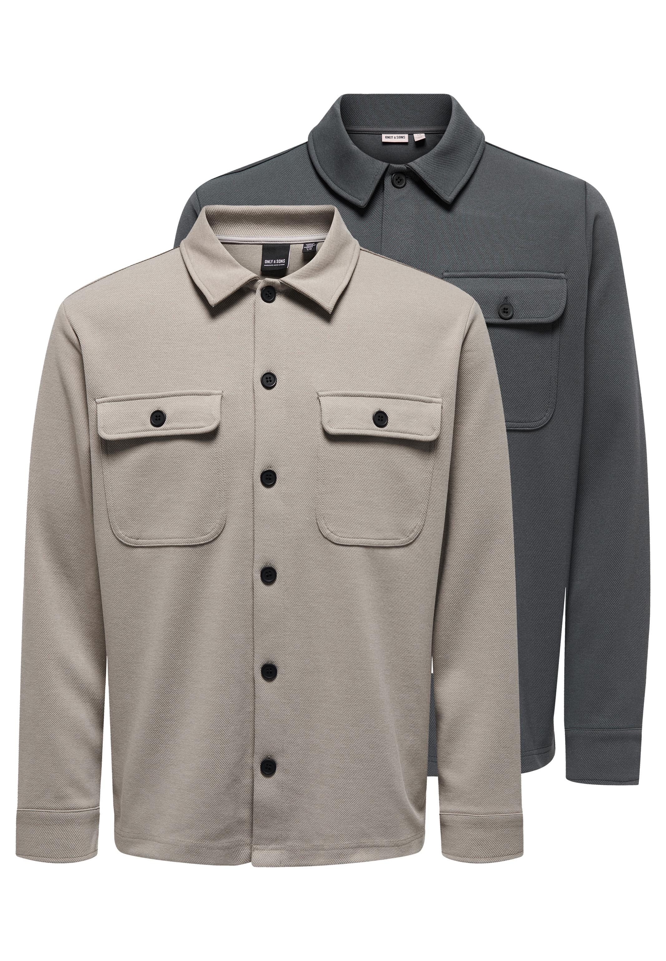 ONLY & SONS Hemdjacke 2er Pack Newkodyl (Spar-Set, 2-St) Hemdjacke / Overshirt - Blickdicht - Vielseitig kombinierbares Basic