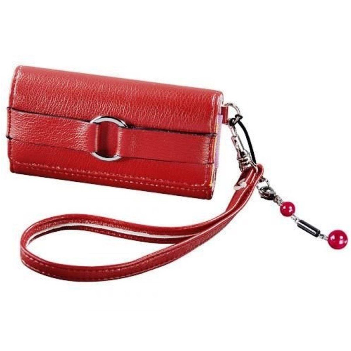 Hama Handyhülle Universal Handy-Tasche + Schmuck Vivian Rot, Köcher-Case, Magnet-Verschluss, für klassisches Handy, Apple iPod etc.