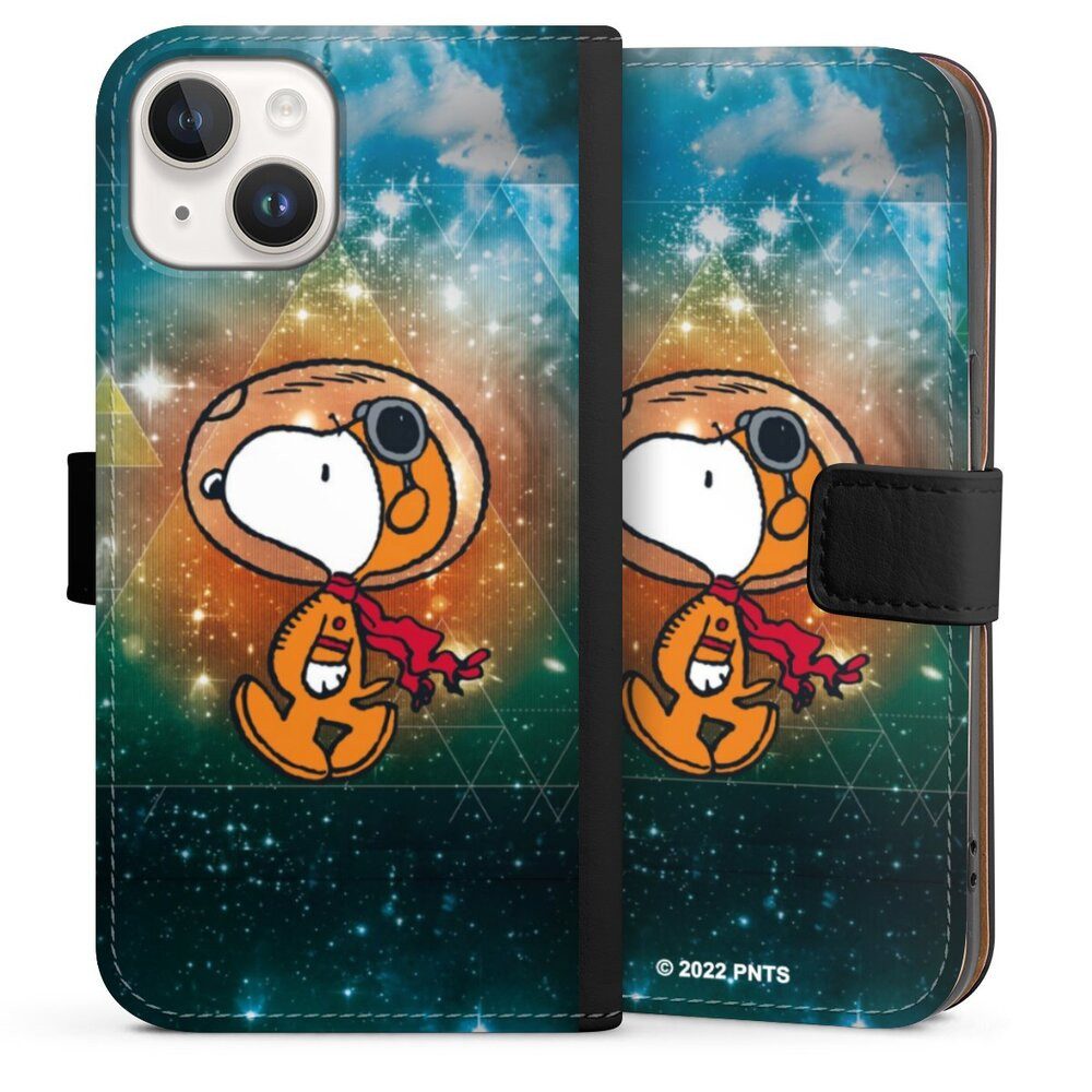 DeinDesign Handyhülle Snoopy Astronaut Offizielles Lizenzprodukt, Apple iPhone 14 Hülle Handy Flip Case Wallet Cover Handytasche Leder