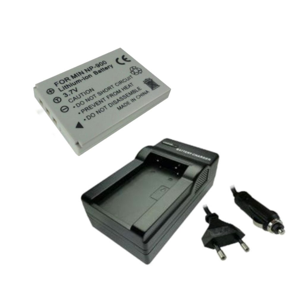 Trade-Shop 2in1 Set passend für Jenoptik JD 3 7.0z3 8.0z3SL Ladegerät + Kamera-Akku Li-Ion (3,7 V), Für 220V Steckdose und 12V/24V Kfz Zigarettenanzünder
