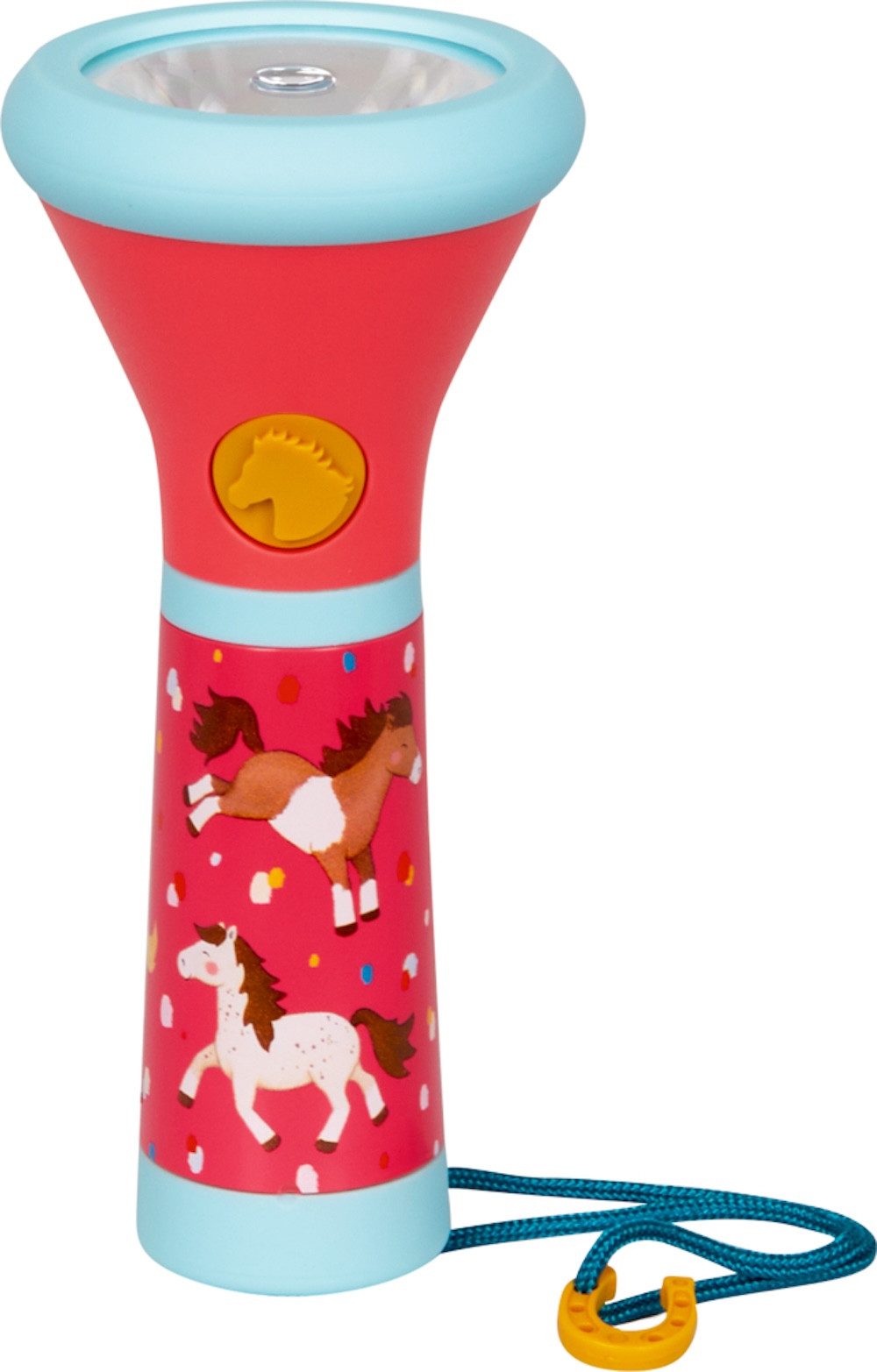 Coppenrath LED Taschenlampe Kinder-Taschenlampe Mein kleiner Ponyhof, rot, Pferde (Set, 1-St., 1), drei Leuchtmodi: volle Leuchtkraft, 50% Leuchtkraft und Blinken