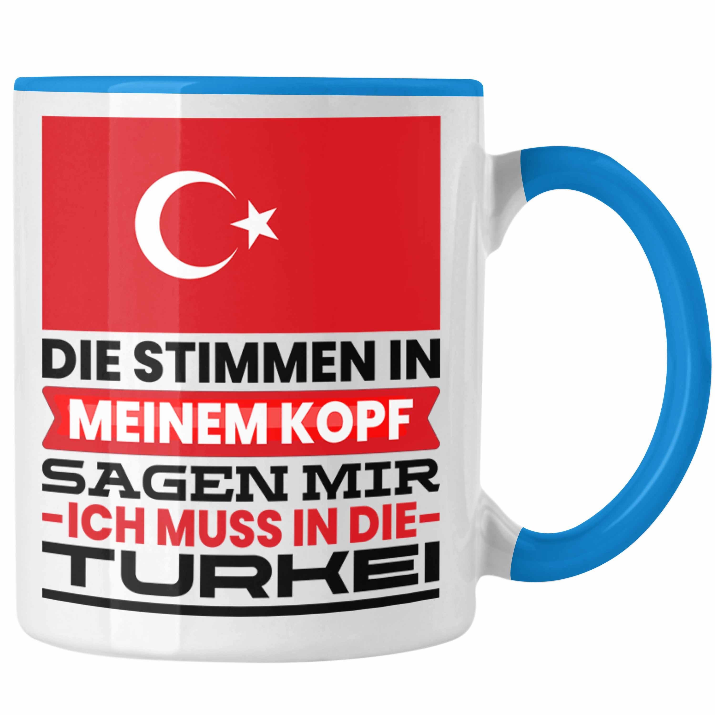Trendation Tasse Türkei Tasse Geschenk für Türken Geburtstag Urlaub Geschenkidee Ich Mu Blau