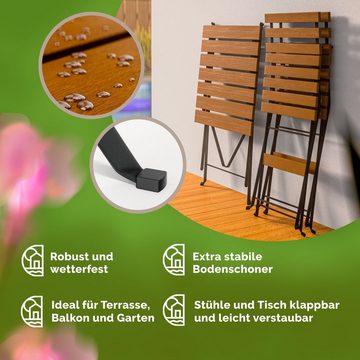 Casaria Bistrotisch, Balkon 2 Personen Vollmontiert FSC®-zertifiziert Wetterfest Holz