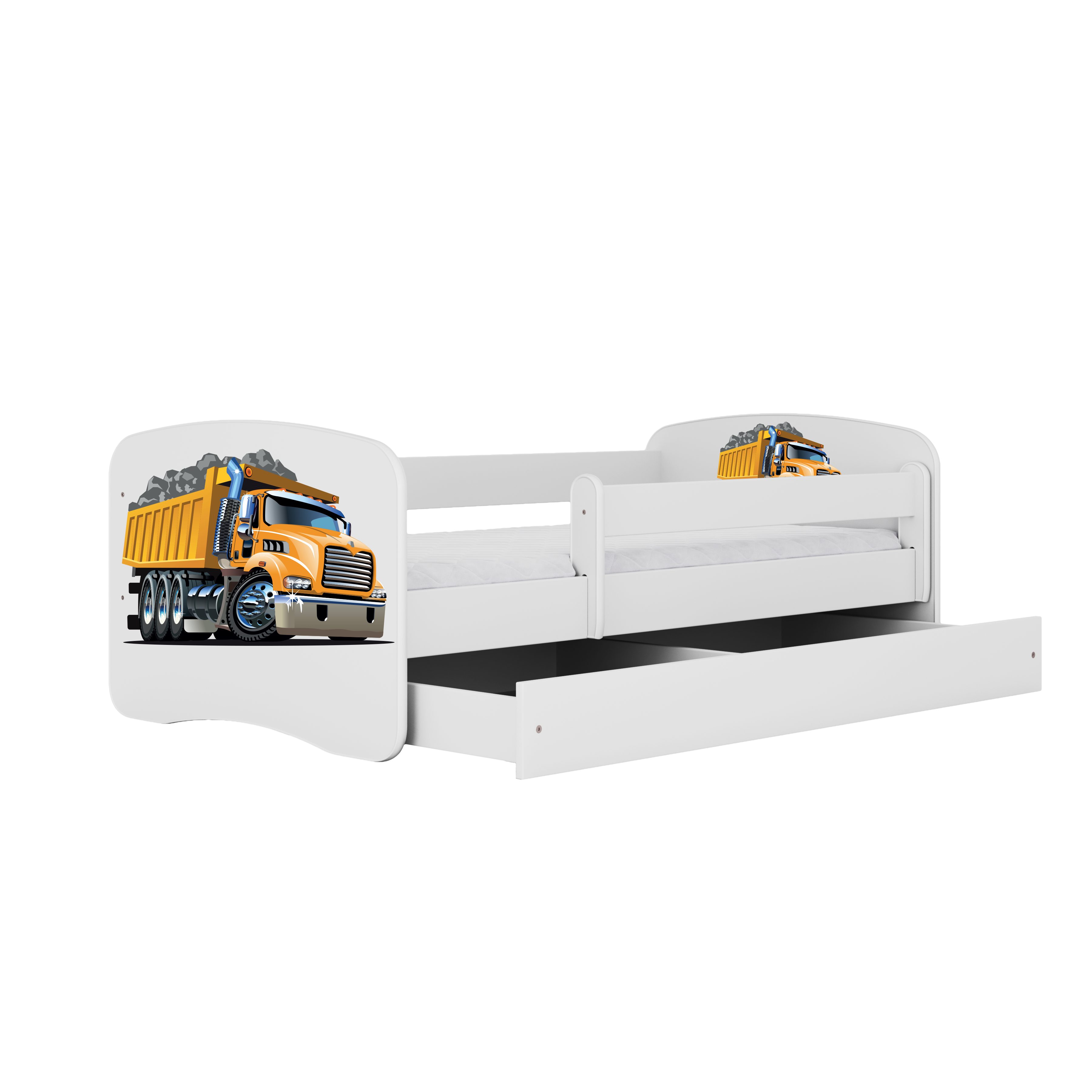 Raumhirsch Furniture Kinderbett 70x140, 80x160, 80x180 cm - Komplettset mit Matratze & Schublade (Bett für Jungs, Einzelbett für Kinder 2–12 Jahre mit Rausfallschutz), verschiedene Farben & Designs