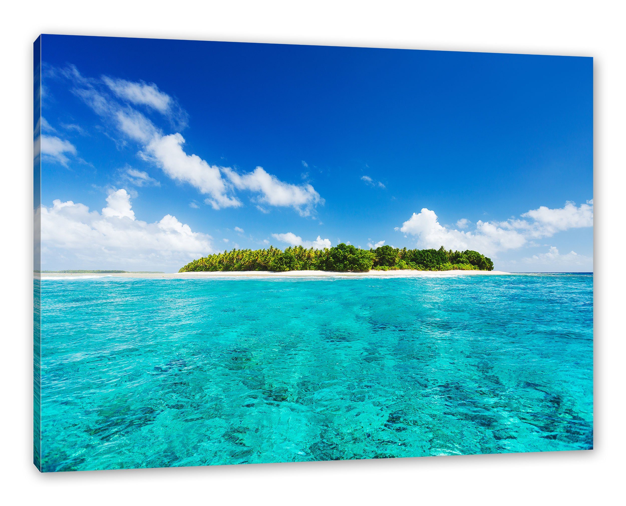 Pixxprint Leinwandbild Traumhafte (1 bespannt, Leinwandbild fertig Traumhafte Insel, Insel inkl. Zackenaufhänger St)