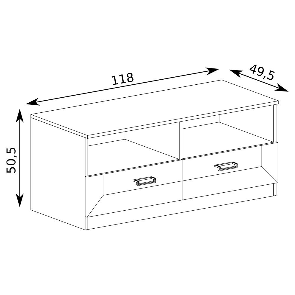 Lomadox Lowboard TEORA-161, in Alt-Eiche braun Oak Schubkästen Fächer 118x5 günstig online kaufen