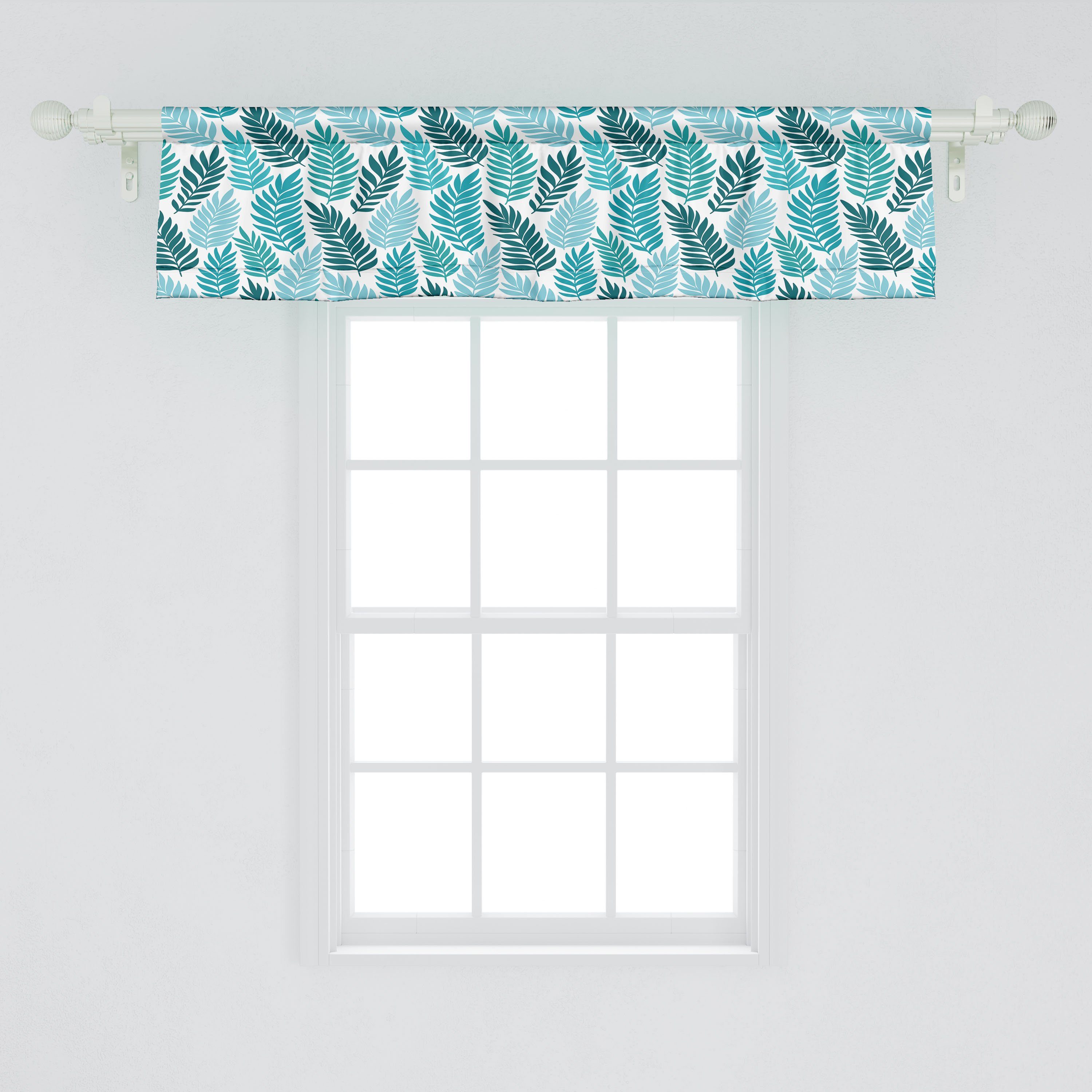 Vorhang für Dekor Volant Blatt- Küche tropische Exotische Abakuhaus, Blumen Scheibengardine Microfaser, Stangentasche, mit Kunst Schlafzimmer