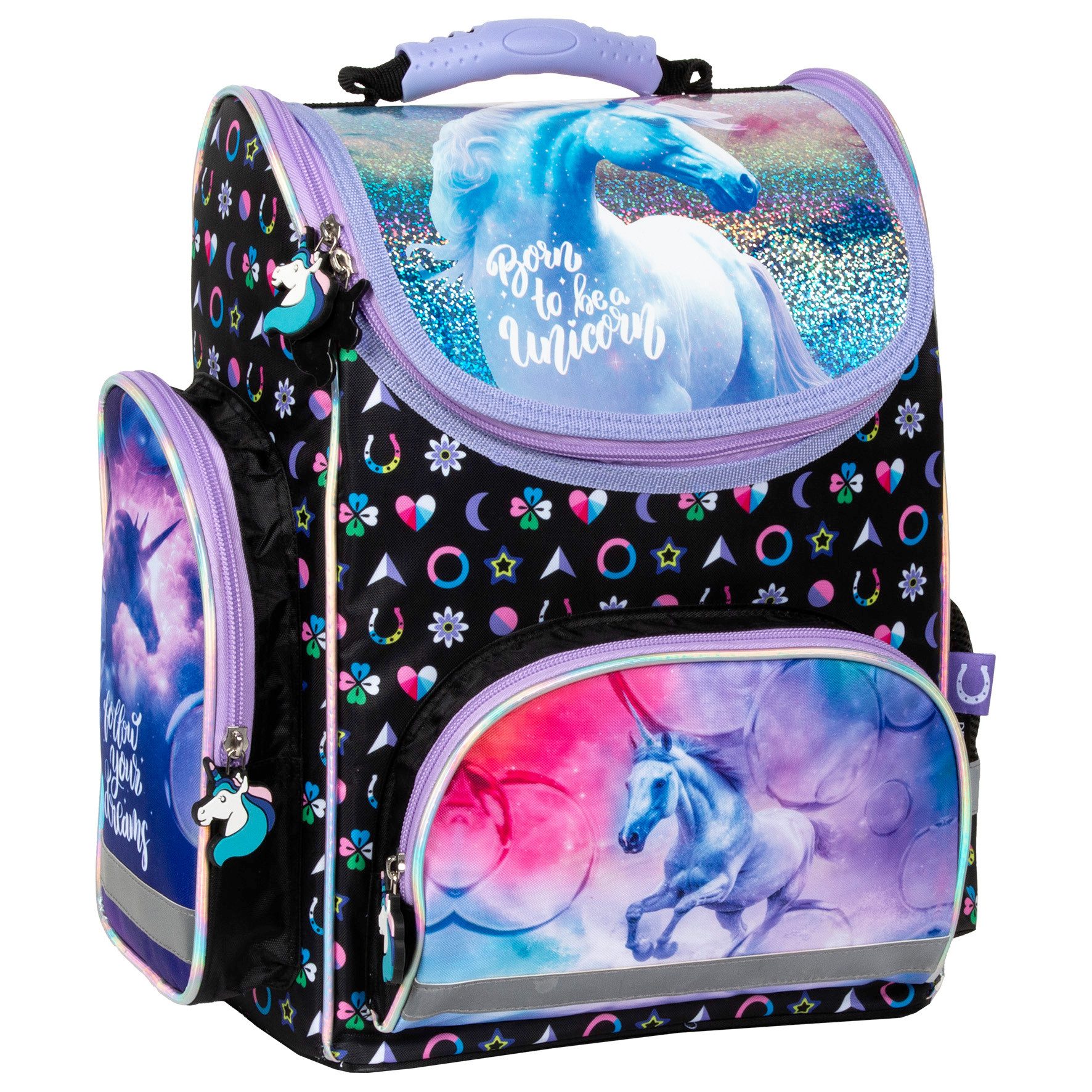 DERFORM Schulranzen Einhorn Unicorn 5 tlg. Set - Tornister Federtasche Turnbeutel Brotdose (5-tlg)