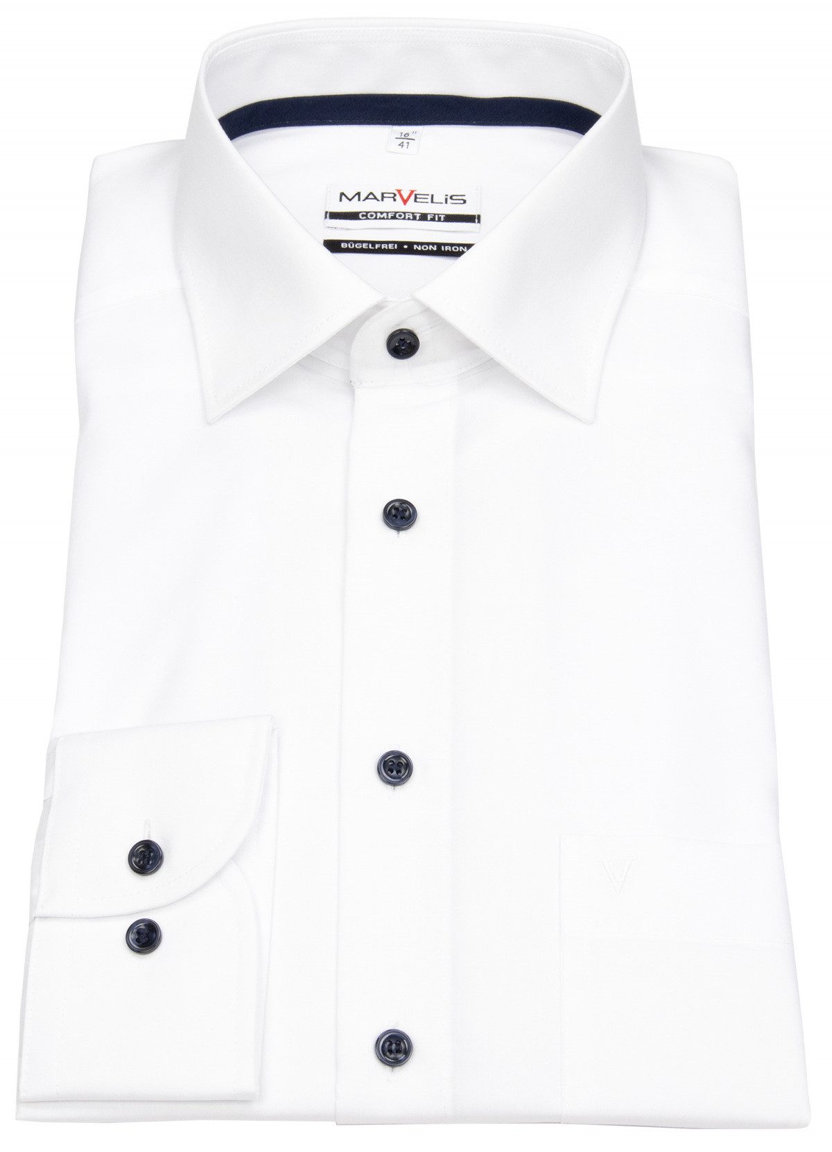 MARVELIS Businesshemd Comfort Fit bügelfrei Kentkragen günstig online kaufen