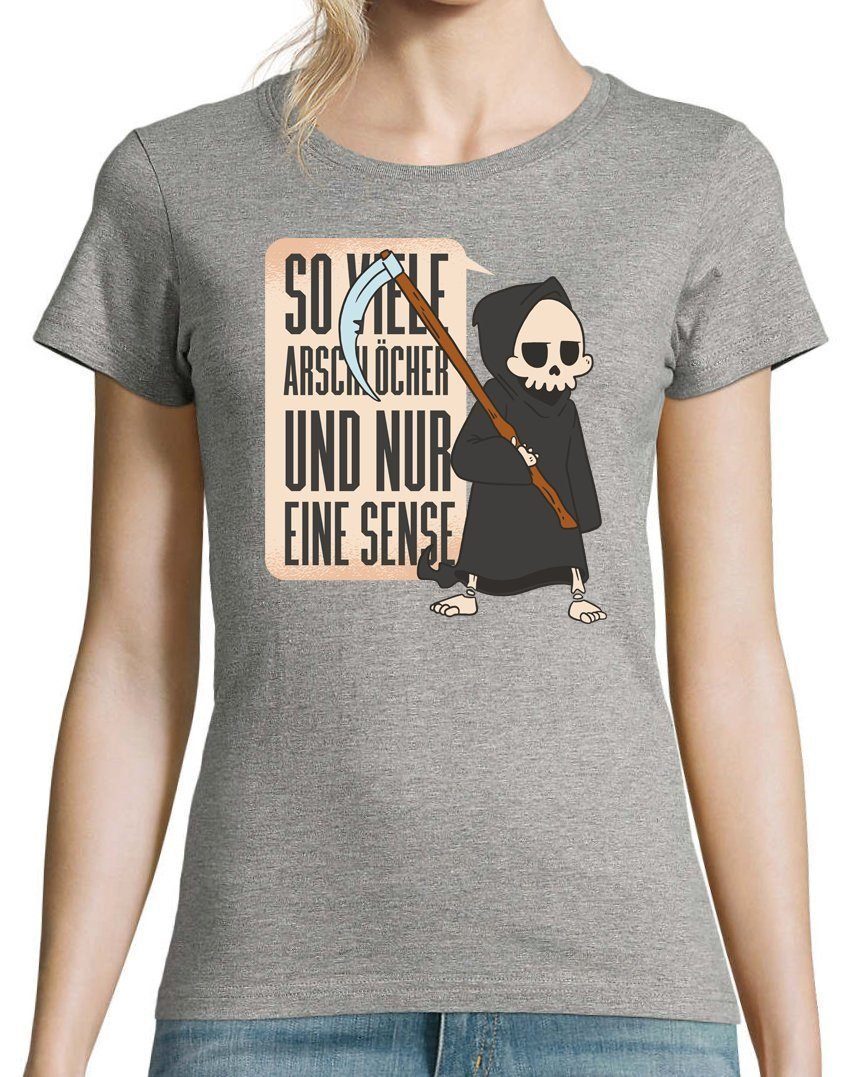 Damen Frontprint Shirt Designz eine Youth Sense T-Shirt Grau Nur mit lustigem