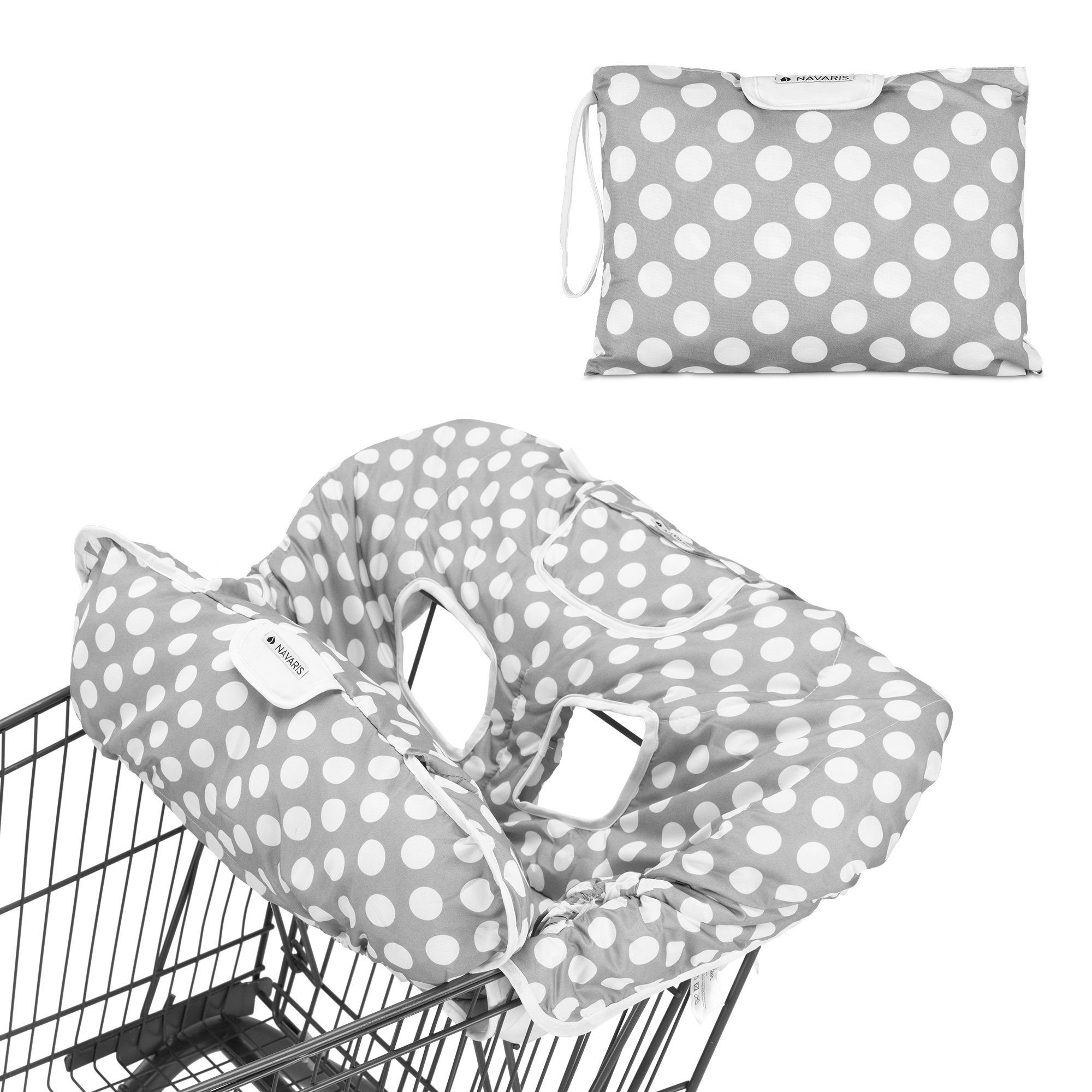 Babybettdecke 2in1 Einkaufswagenschutz und Hochstuhl-Abdeckung - grau weiß